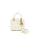 DIOR SMALL LADY DIOR LAMBSKIN WHITE LGHW