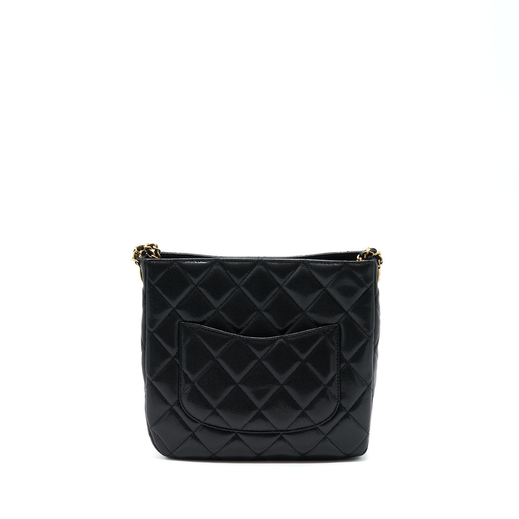 CHANEL 22A TWIST YOUR BUTTONS HOBO SHOULDER BAG CAVIAR BLACK GHW (MICROCHIP)