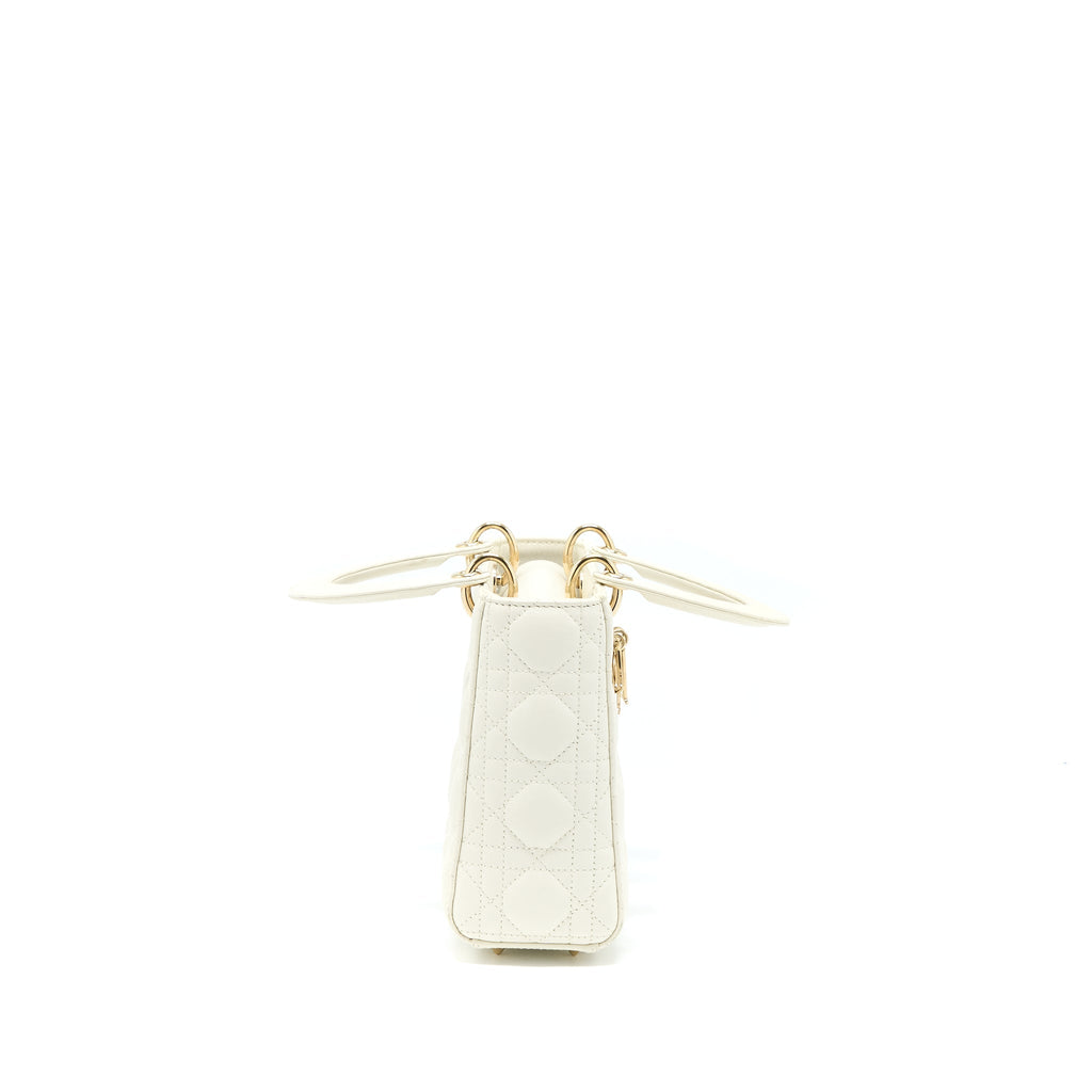 DIOR SMALL LADY DIOR LAMBSKIN WHITE LGHW