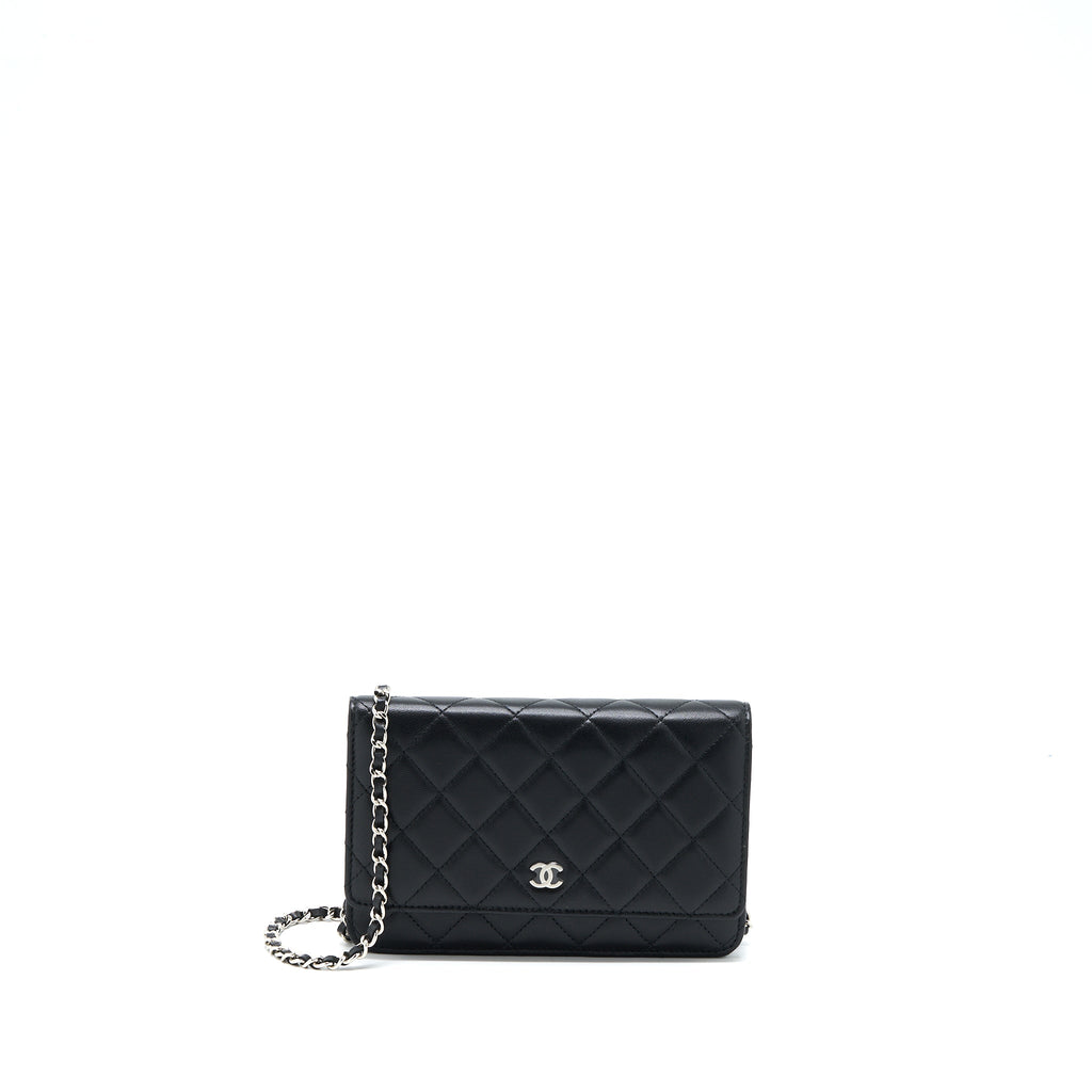 CHANEL CLASSIC WALLET ON CHAIN LAMBSKIN BLACK SHW (MICROCHIP)