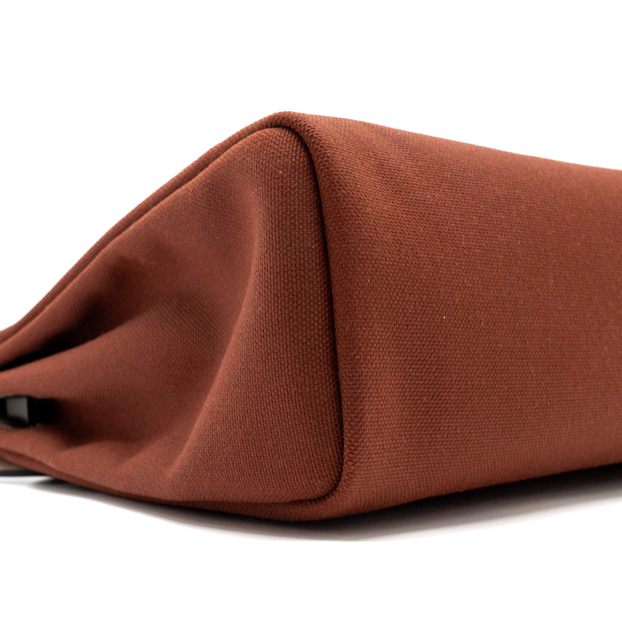 HERMES HERBAG ZIP 31 BAG CANVAS/ HUNTER LEATHER ROUGE H / EBENE SHW