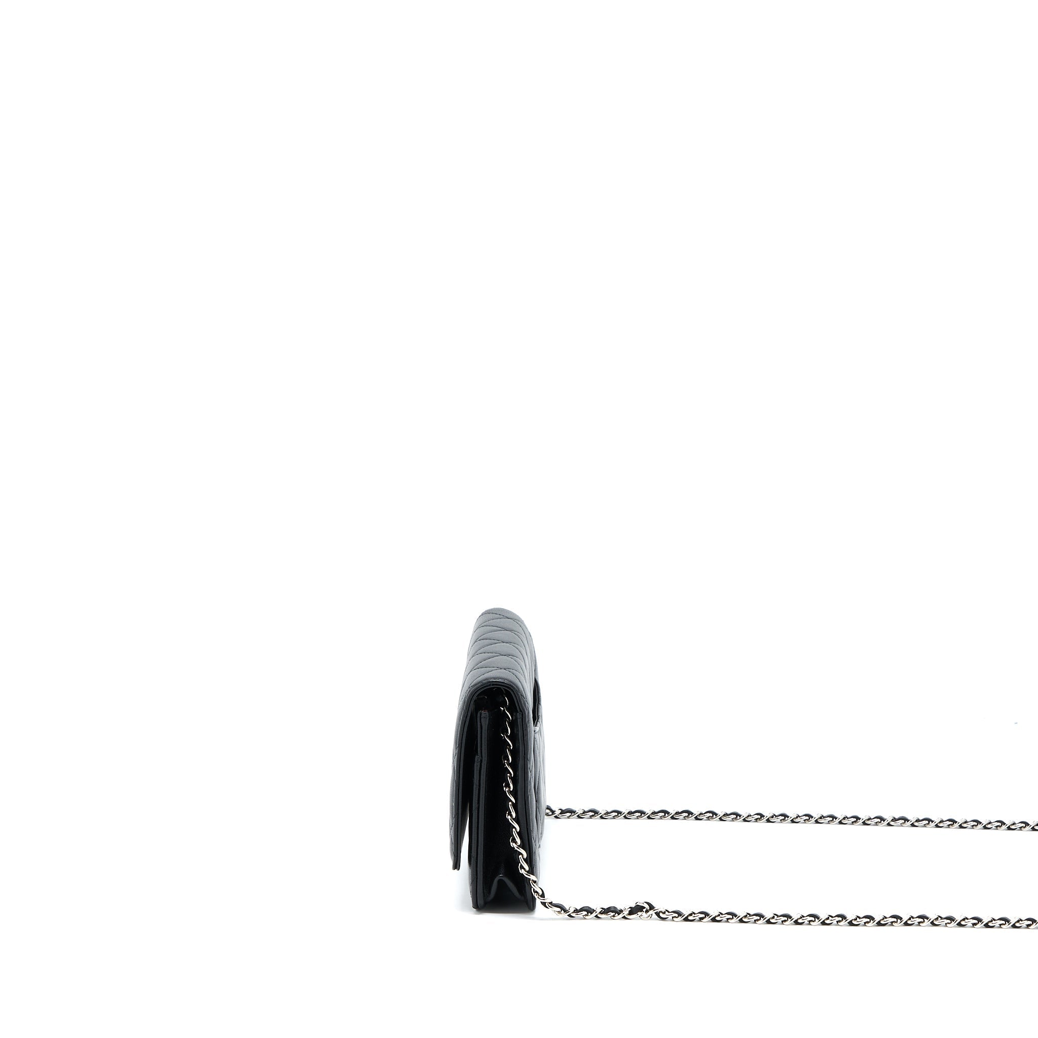 CHANEL CLASSIC WALLET ON CHAIN LAMBSKIN BLACK SHW (MICROCHIP)