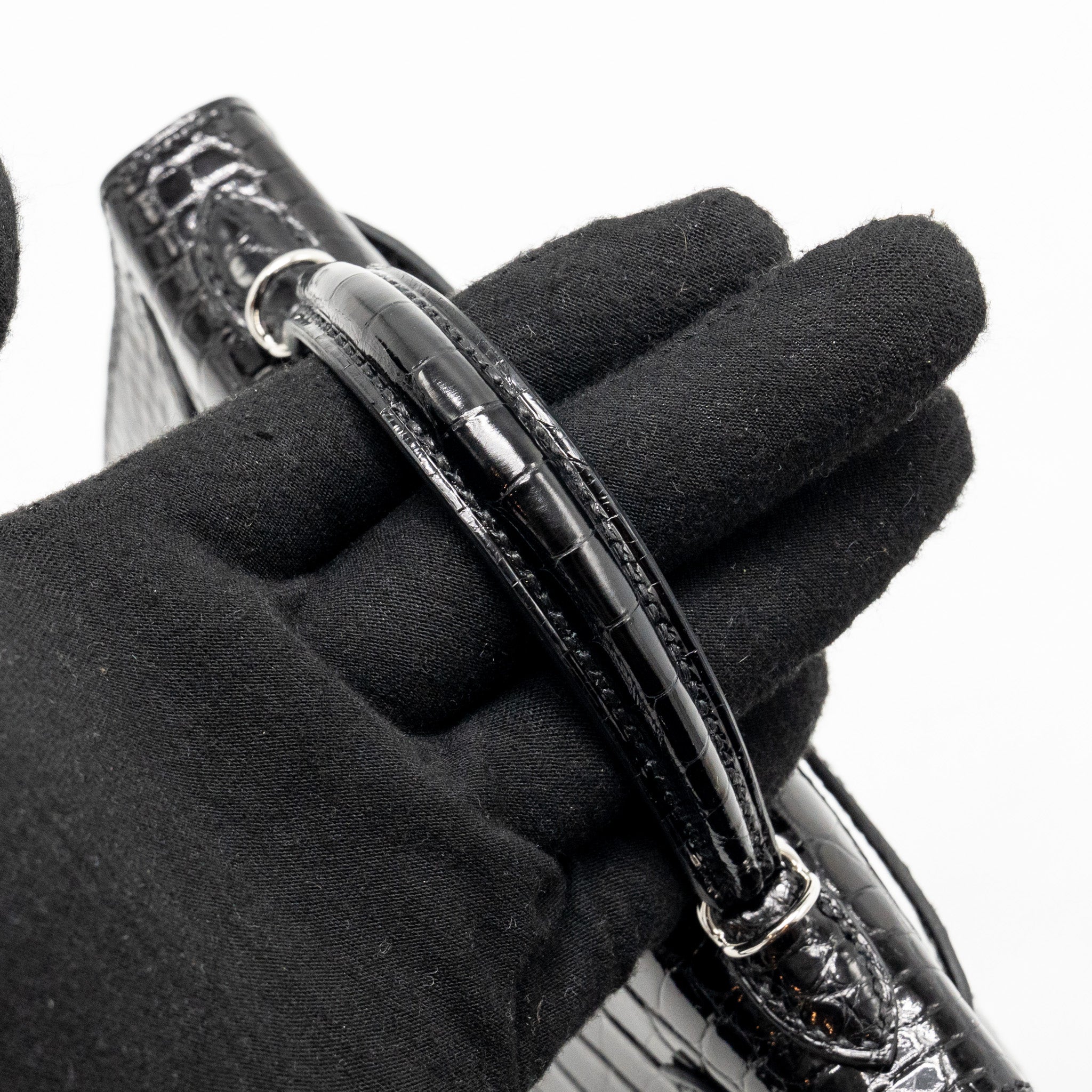 HERMES MINI KELLY II SHINY ALLIGATOR MISSISSIPPIENSIS BLACK SHW