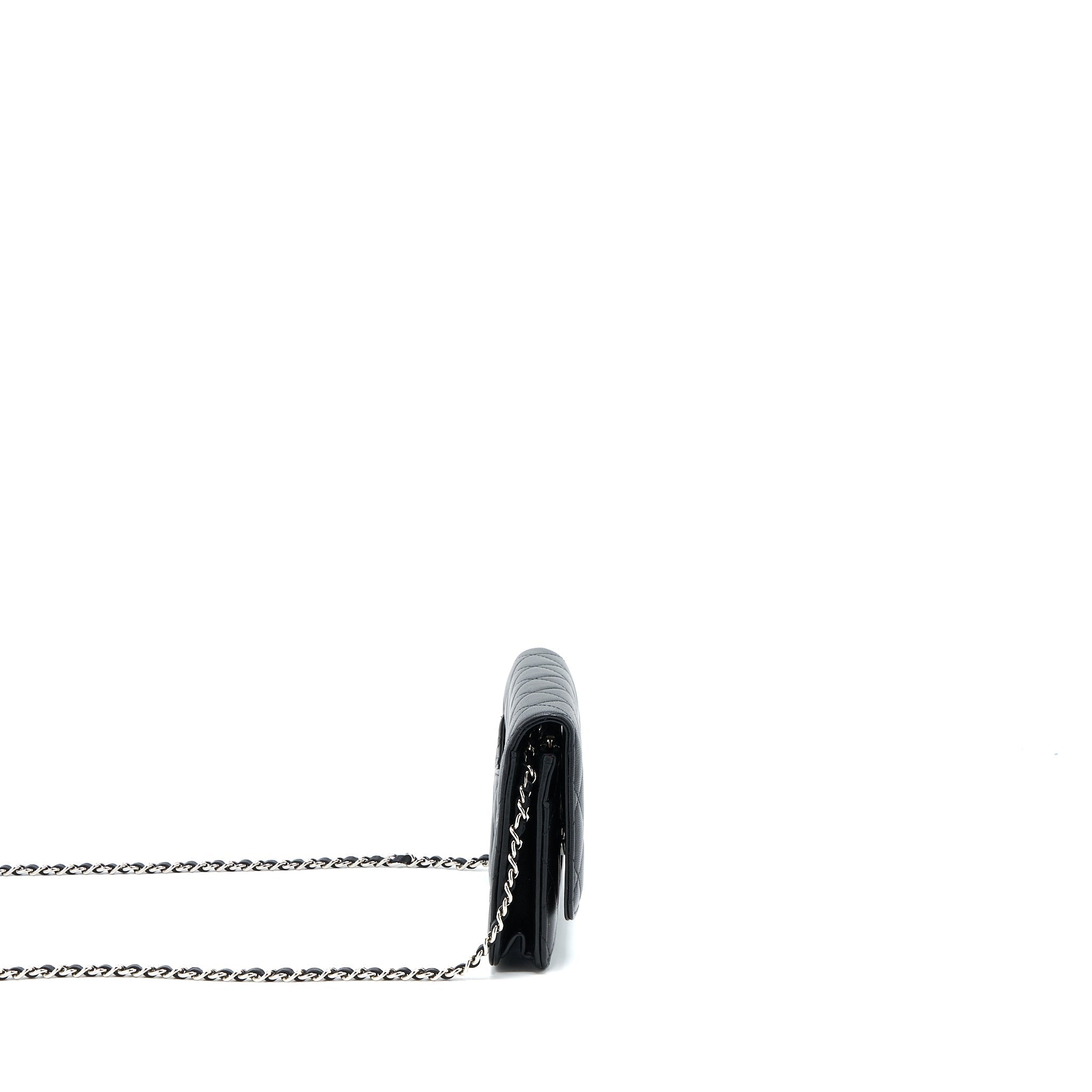 CHANEL CLASSIC WALLET ON CHAIN LAMBSKIN BLACK SHW (MICROCHIP)