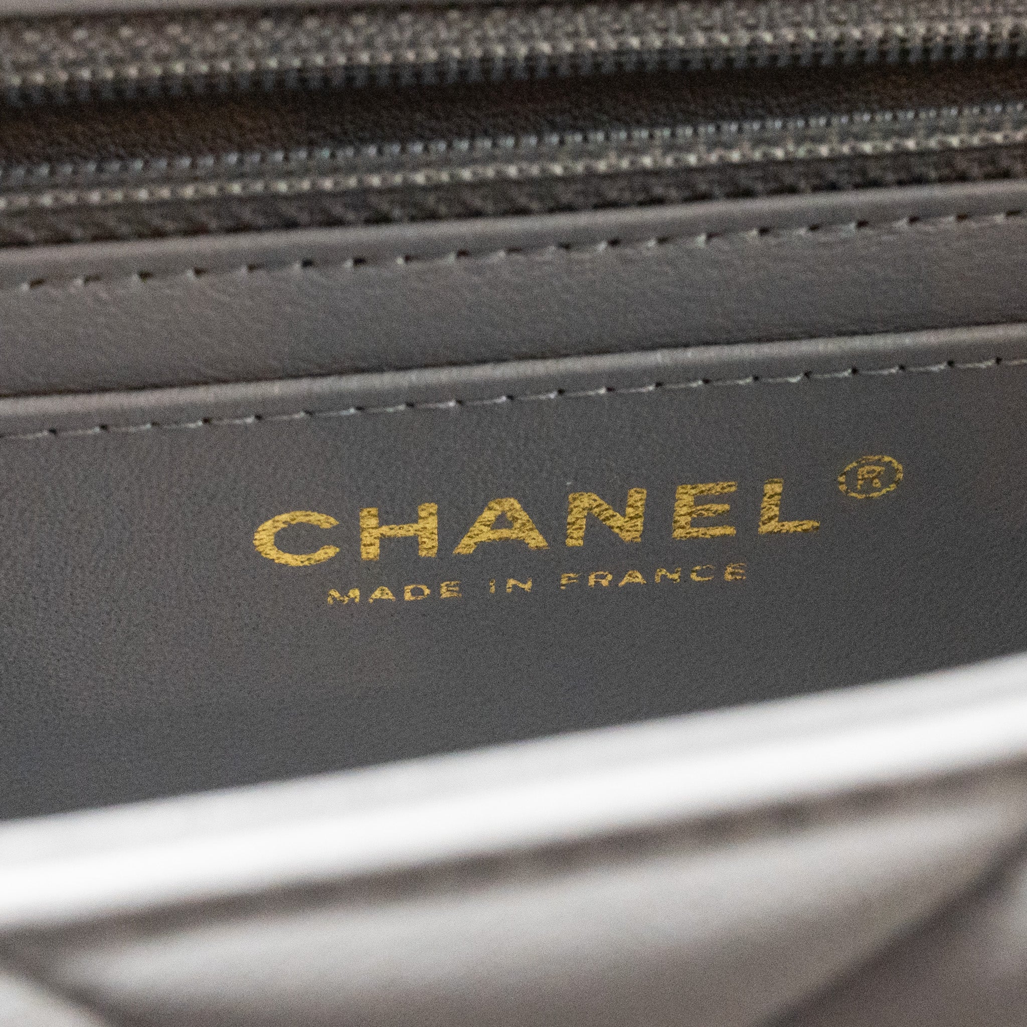 CHANEL MINI RECTANGULAR FLAP BAG CHEVRON LAMBSKIN GREY LGHW