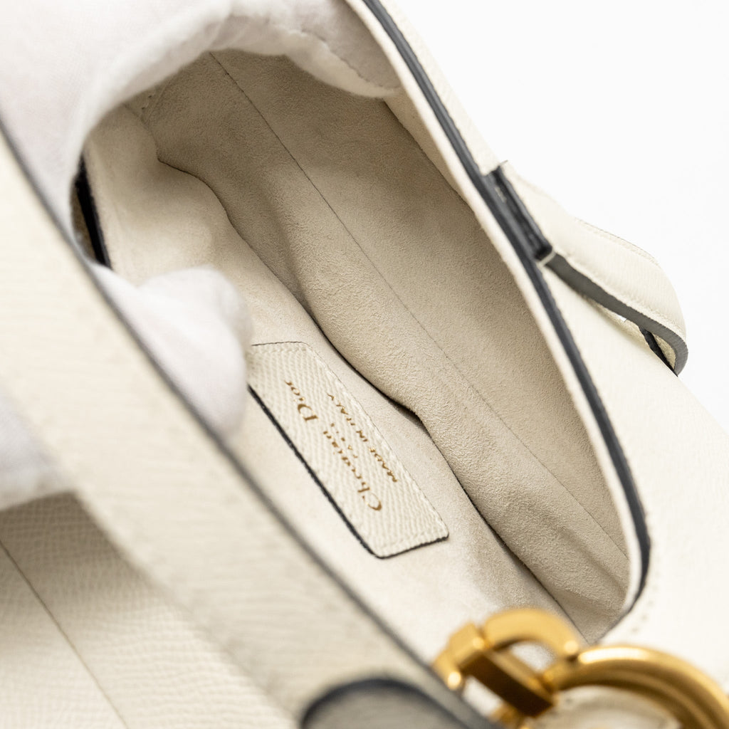 DIOR MINI SADDLE BAG CALFSKIN WHITE GHW