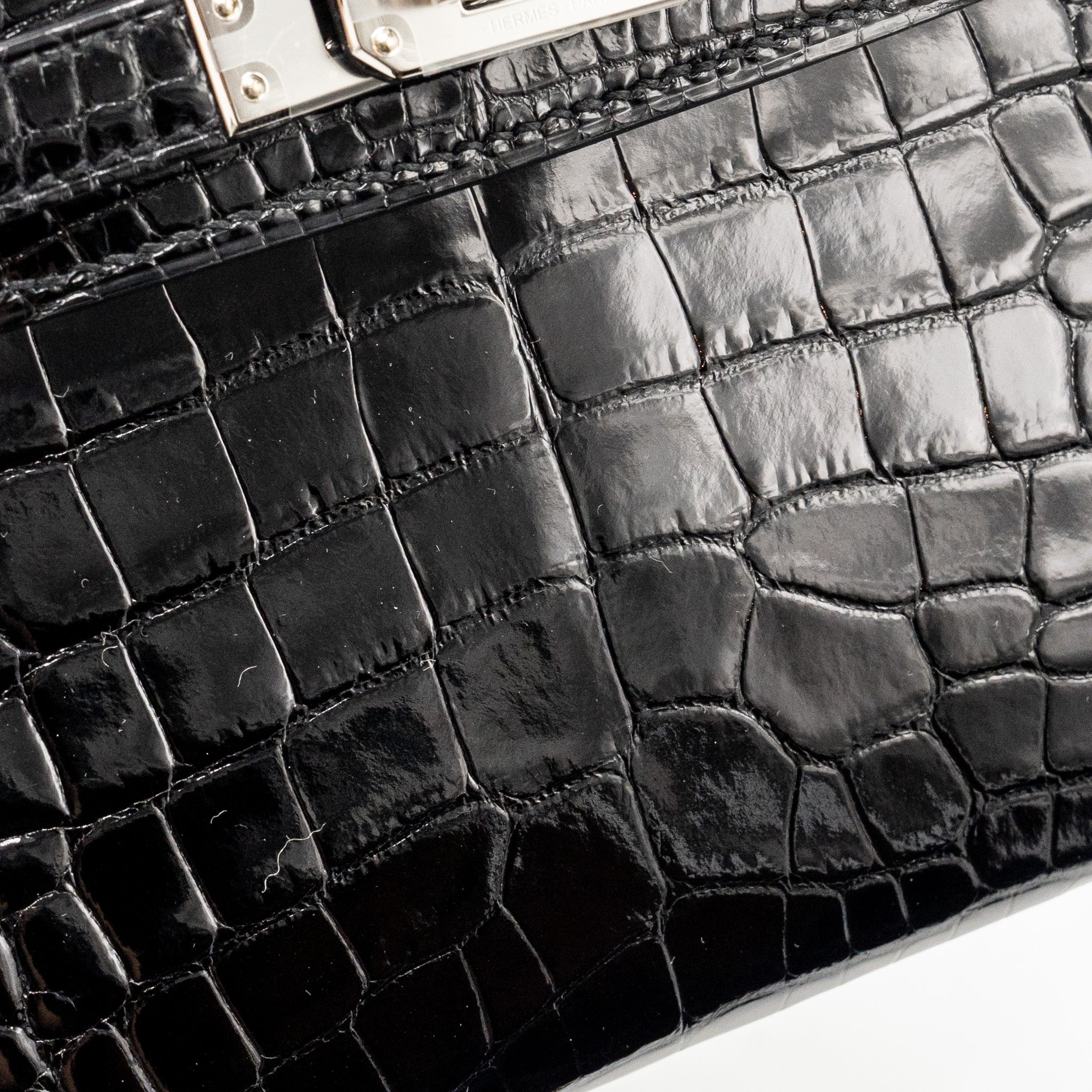 HERMES MINI KELLY II SHINY ALLIGATOR MISSISSIPPIENSIS BLACK SHW