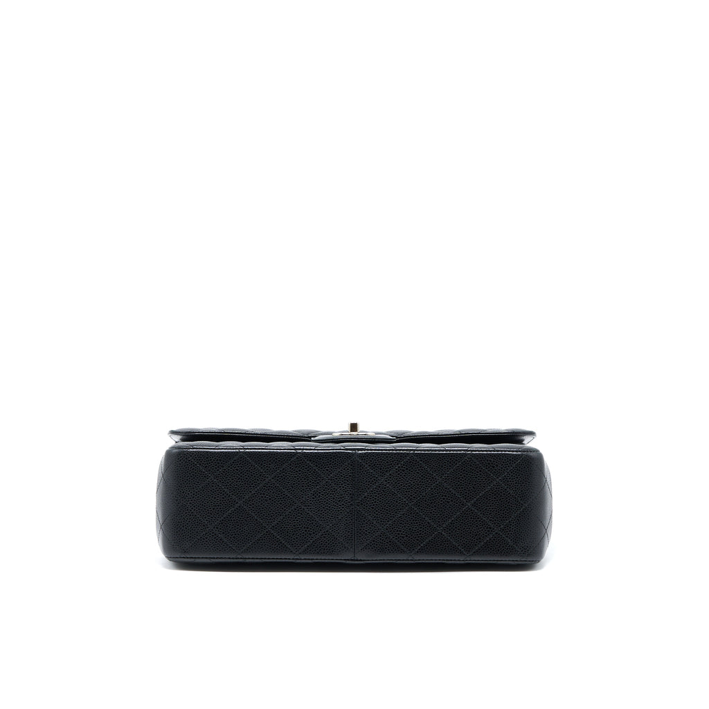 CHANEL CLASSIC JUMBO DOUBLE FLAP BAG CAVIAR BLACK SHW