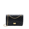 CHANEL 2.55 227 REISSUE FLAP BAG AGED CALFSKIN BLACK GHW