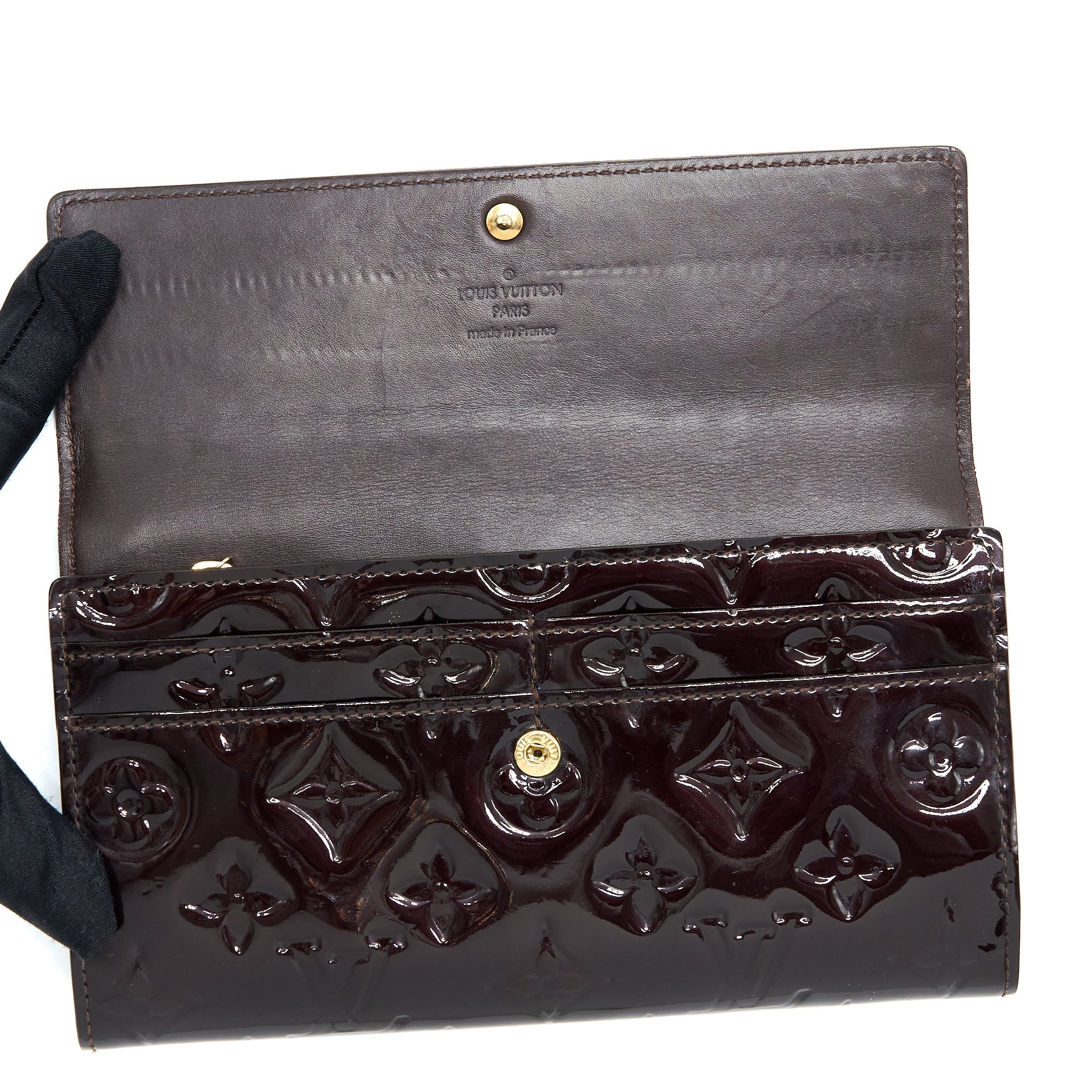 LOUIS VUITTON SARAH LONG WALLET VERNIS AMARANTE GHW