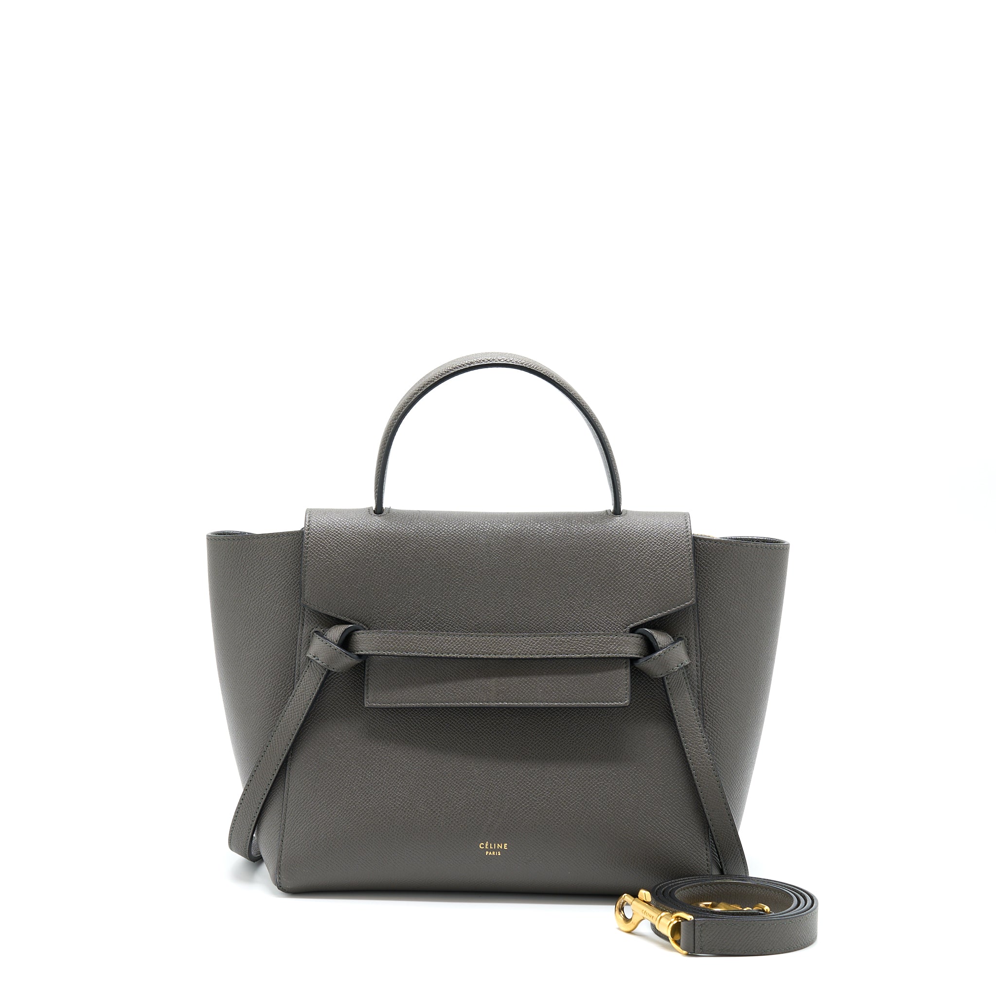 CELINE BELT BAG GRAINED CALFSKIN GREY GHW