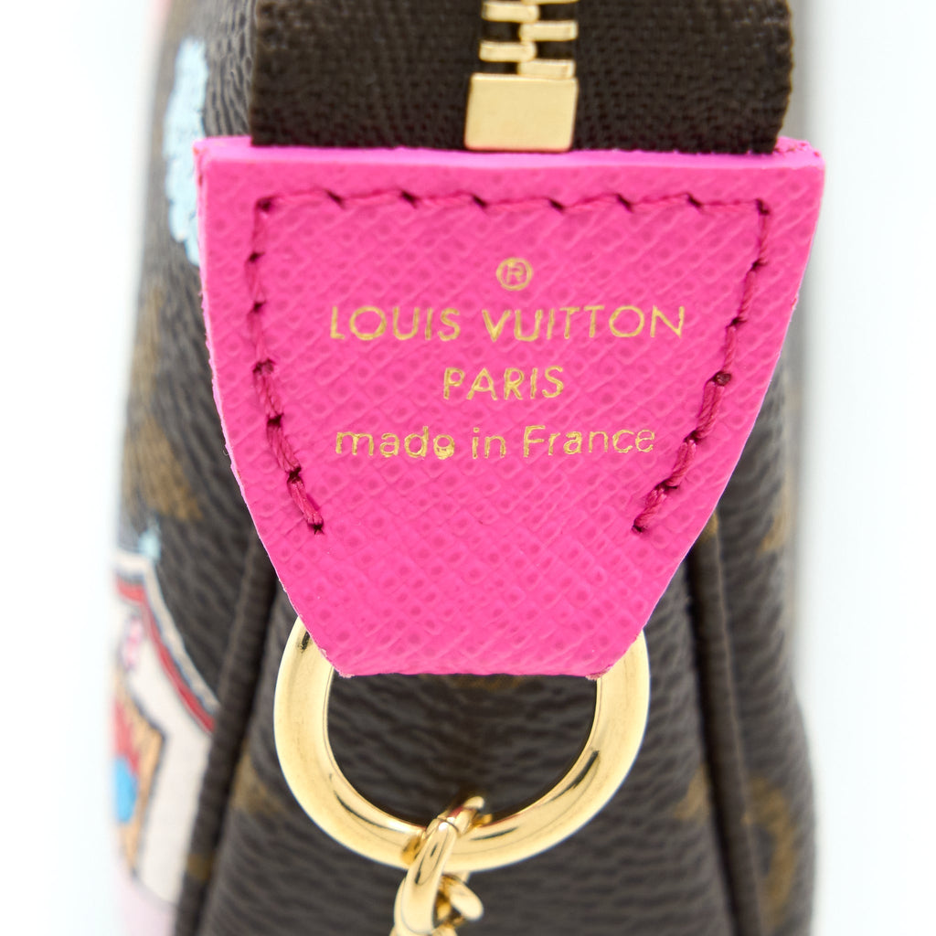 LOUIS VUITTON MINI POCHETTE ACCESSCORIES MONOGRAM CANVAS/HOT PINK GHW