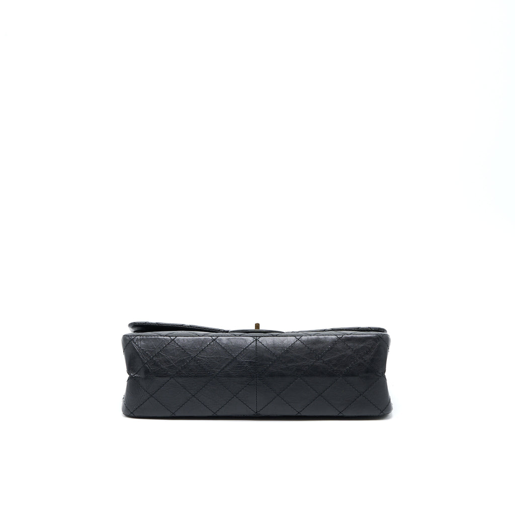 CHANEL 2.55 227 REISSUE FLAP BAG AGED CALFSKIN BLACK GHW