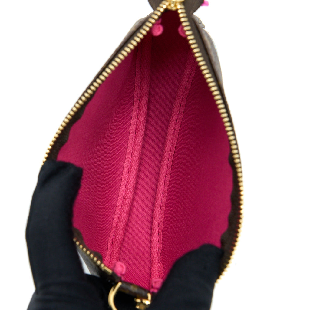 LOUIS VUITTON MINI POCHETTE ACCESSCORIES MONOGRAM CANVAS/HOT PINK GHW