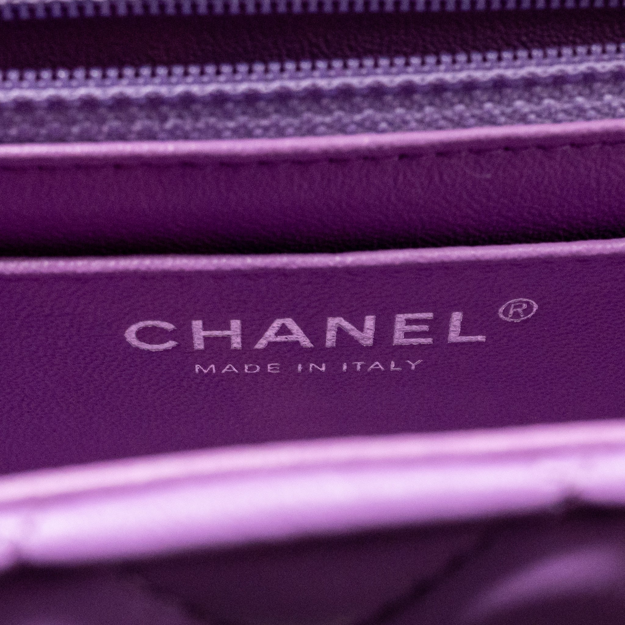 CHANEL MINI RECTANGULAR FLAP BAG LAMBSKIN PURPLE SHW