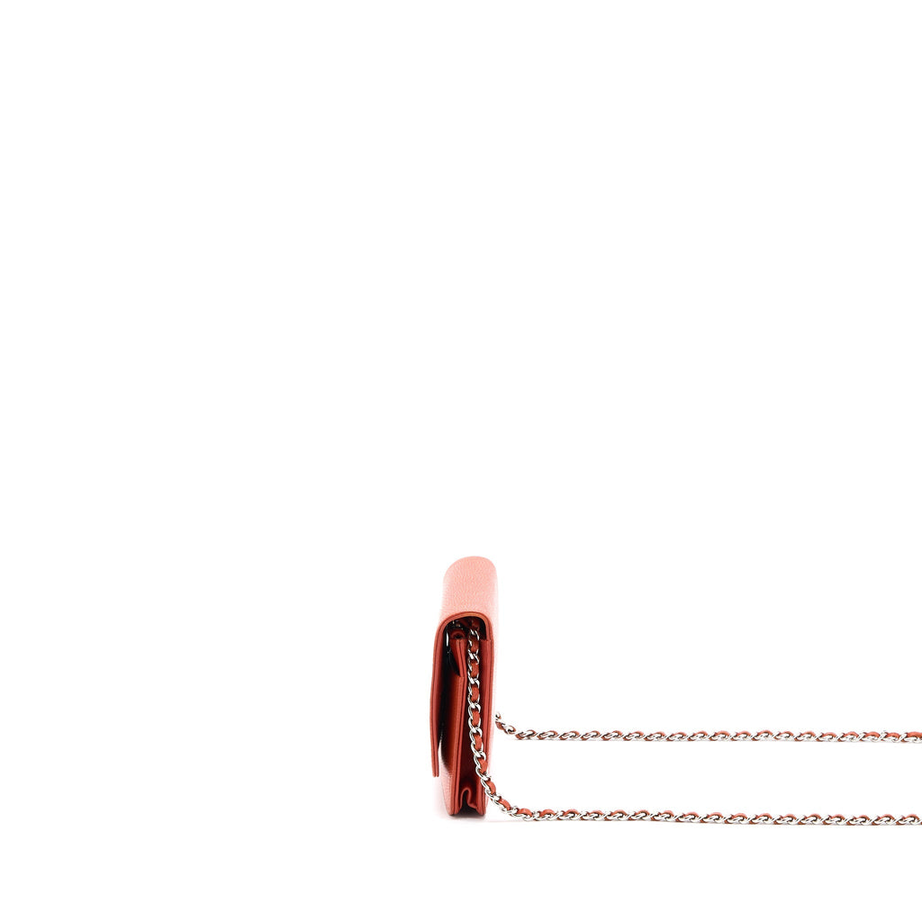 CHANEL WALLET ON CHAIN CAVIAR ORANGE RED SHW
