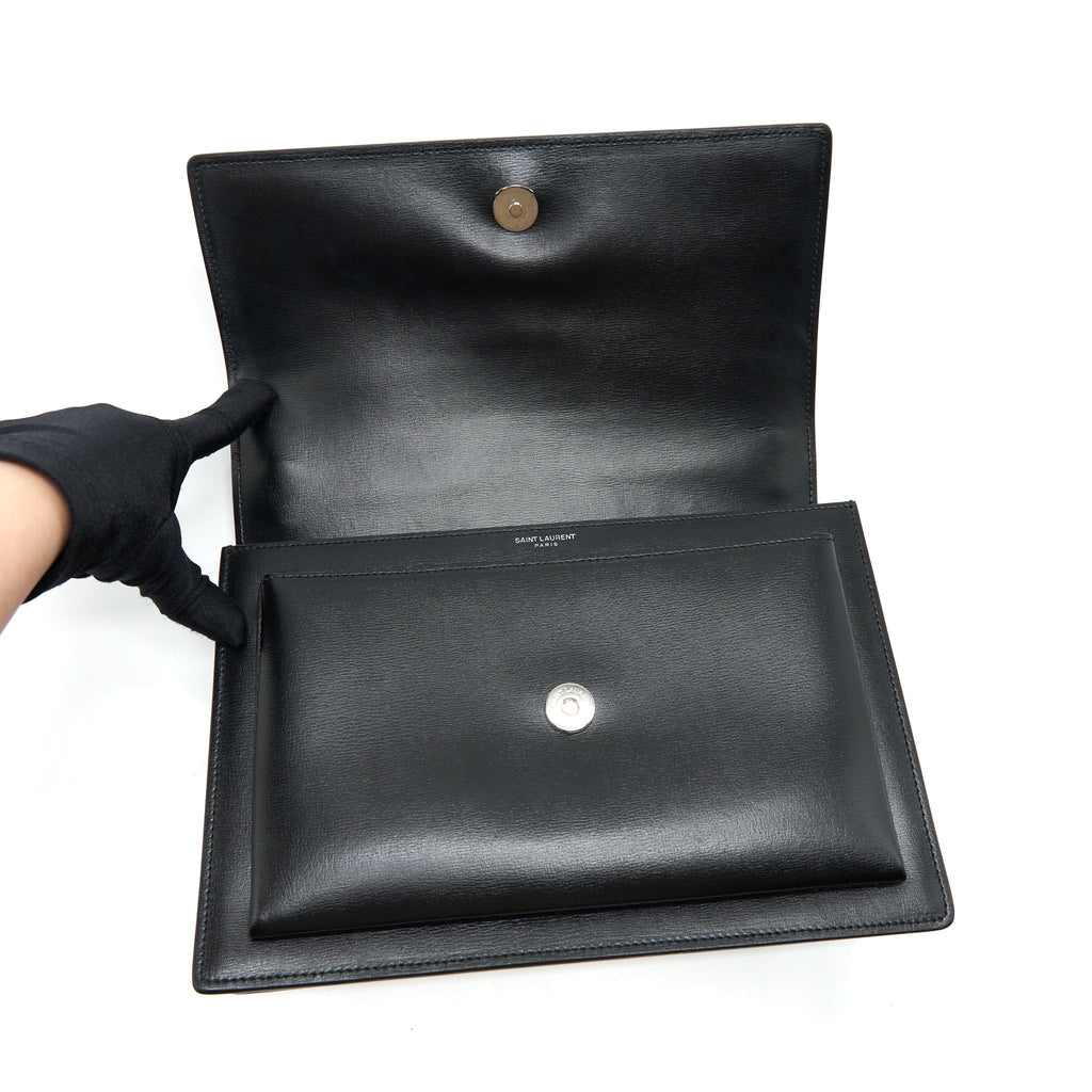 SAINT LAURENT/YSL MEDIUM SUNSET BAG CALFSKIN BLACK SHW