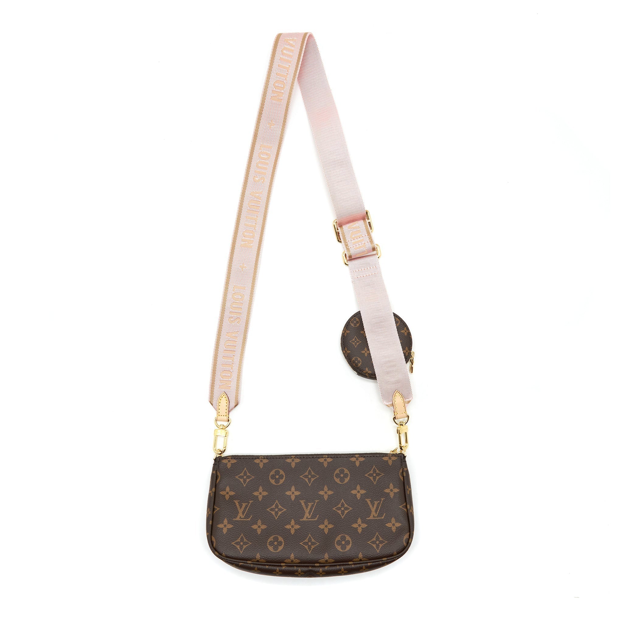 LOUIS VUITTON MULTI POCHETTE ACCESSORIES MONOGRAM CANVAS ROSE CLAIR GHW