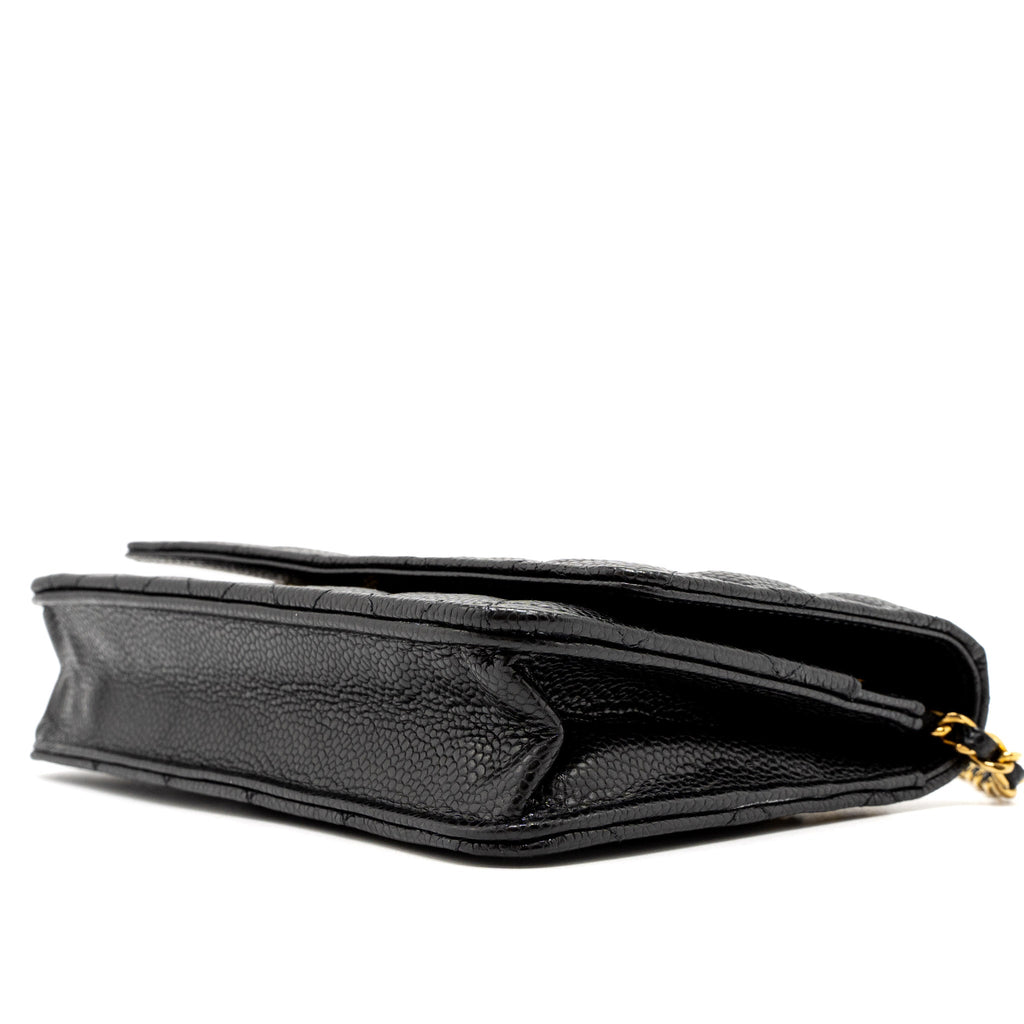 CHANEL CLASSIC WALLET ON CHAIN CAVIAR BLACK GHW (MICROCHIP)