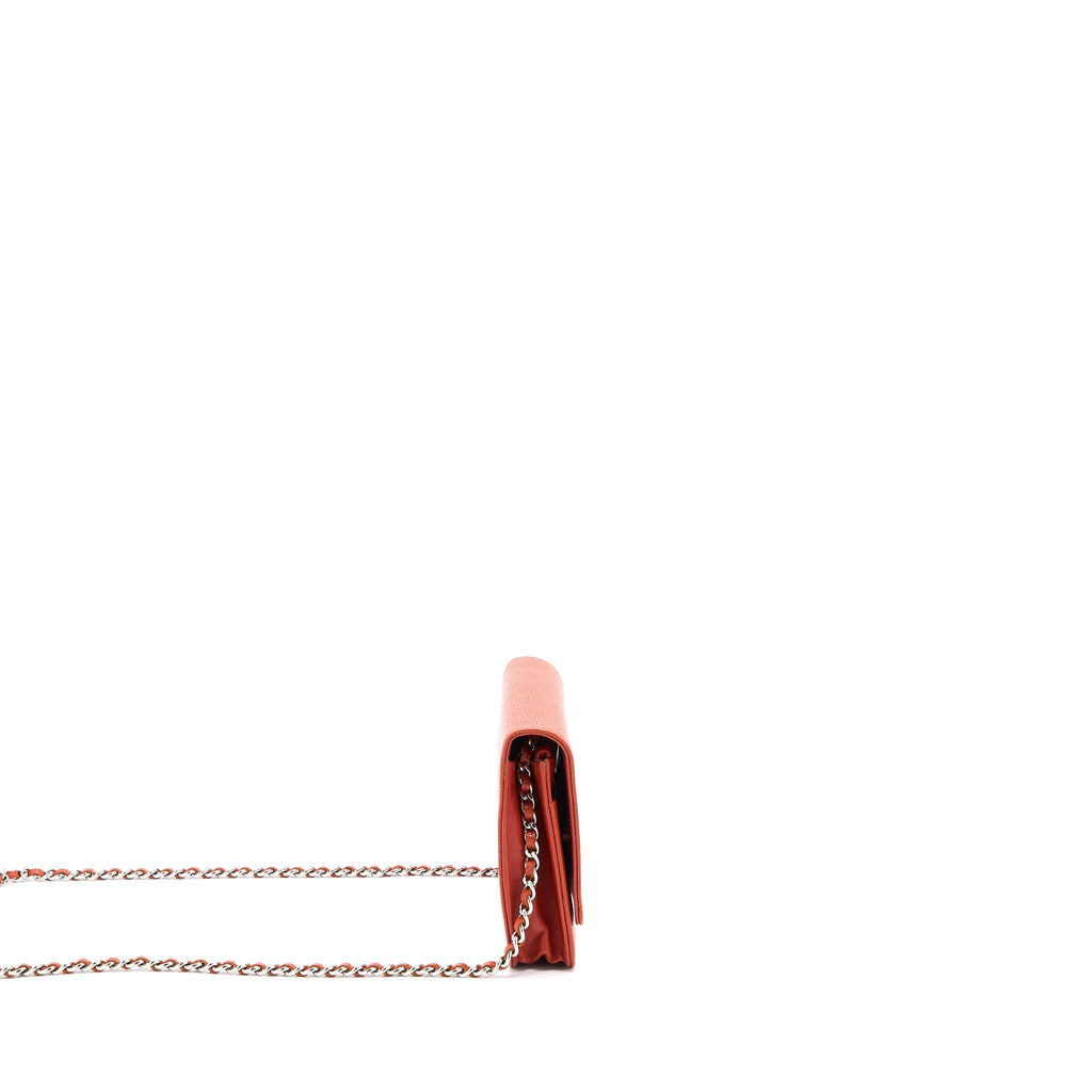CHANEL WALLET ON CHAIN CAVIAR ORANGE RED SHW