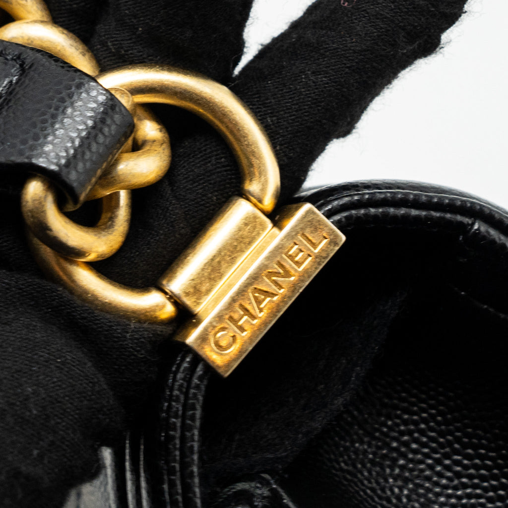 CHANEL SMALL BOY BAG CAVIAR BLACK GHW (MICROCHIP)