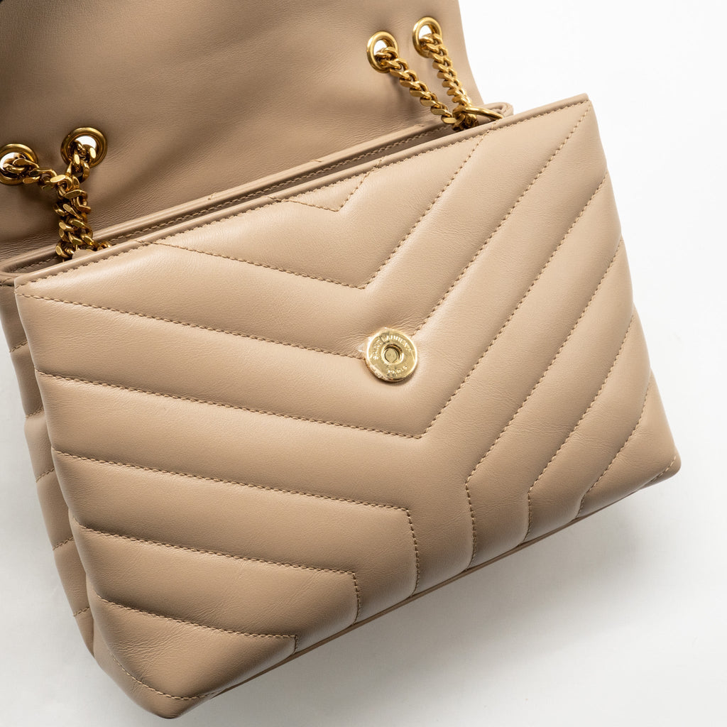 SAINT LAURENT / YSL SMALL LOU LOU SHOULDER BAG CALFSKIN BEIGE GHW