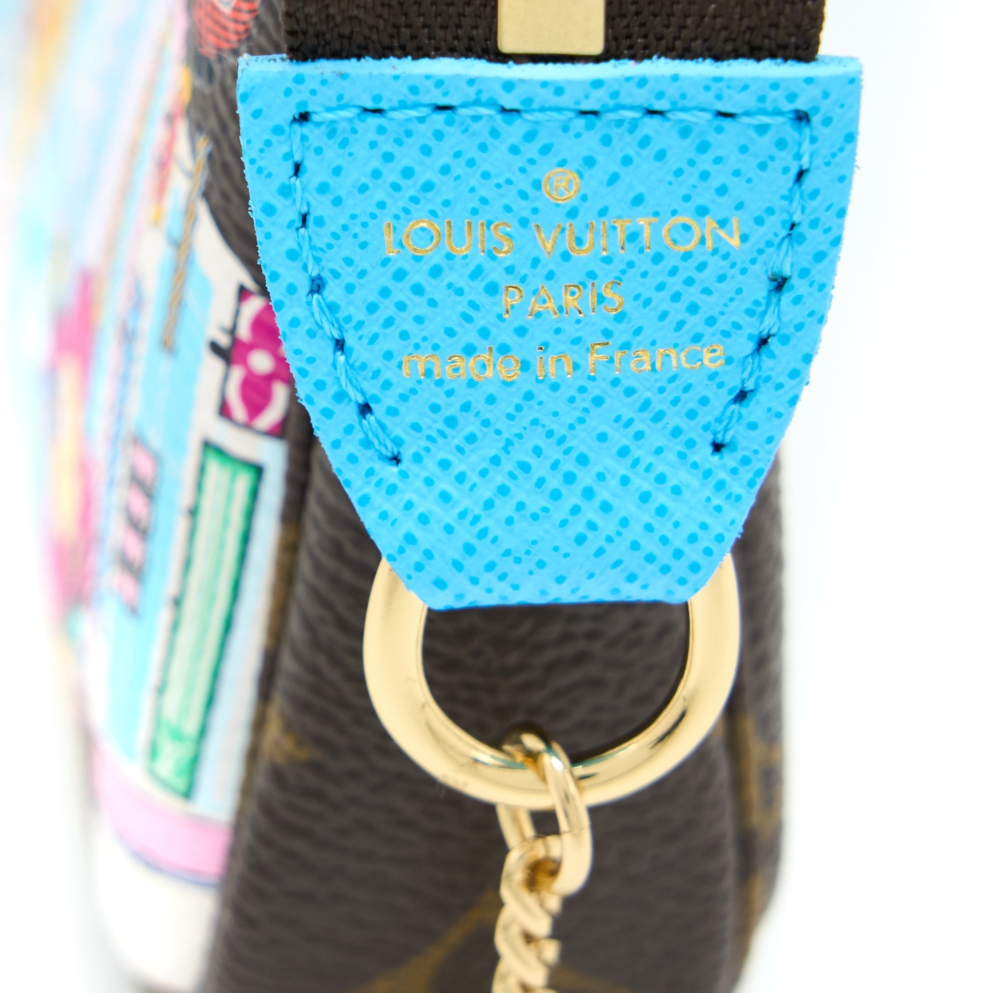 LOUIS VUITTON MINI POCHETTE ACCESSORIES MONOGRAM CANVAS/BLUE GHW