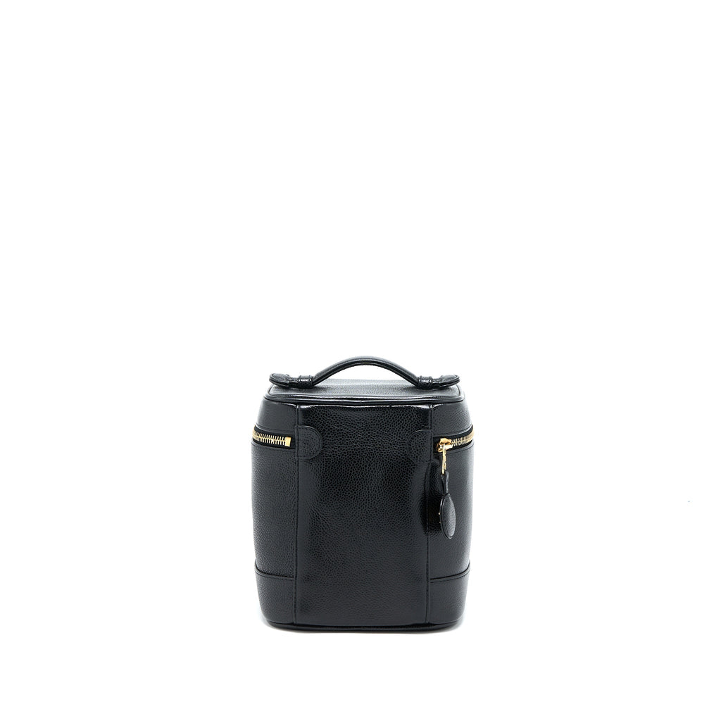 CHANEL VINTAGE VANITY CASE WITH CHAIN CAVIAR BLACK GHW