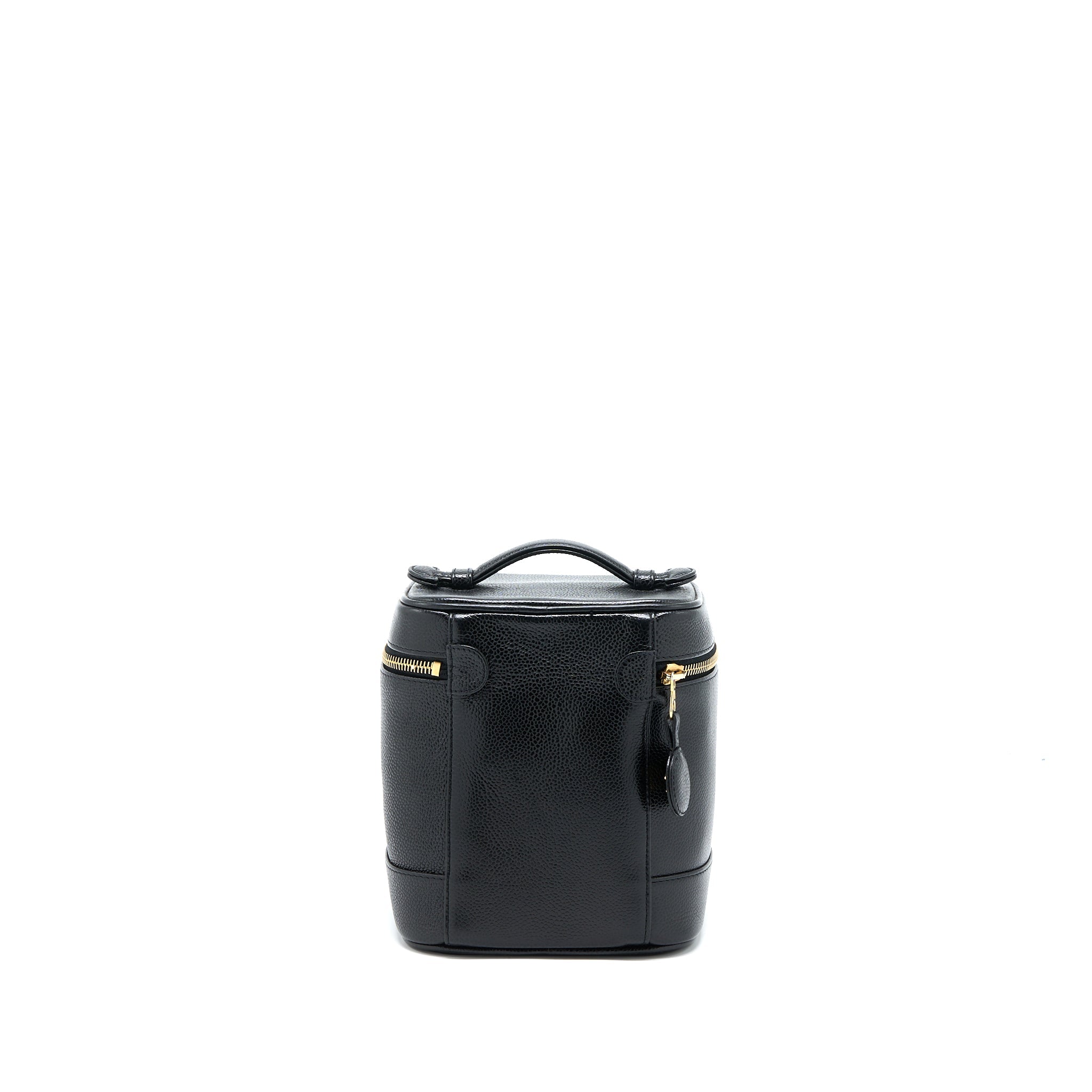 CHANEL VINTAGE VANITY CASE WITH CHAIN CAVIAR BLACK GHW