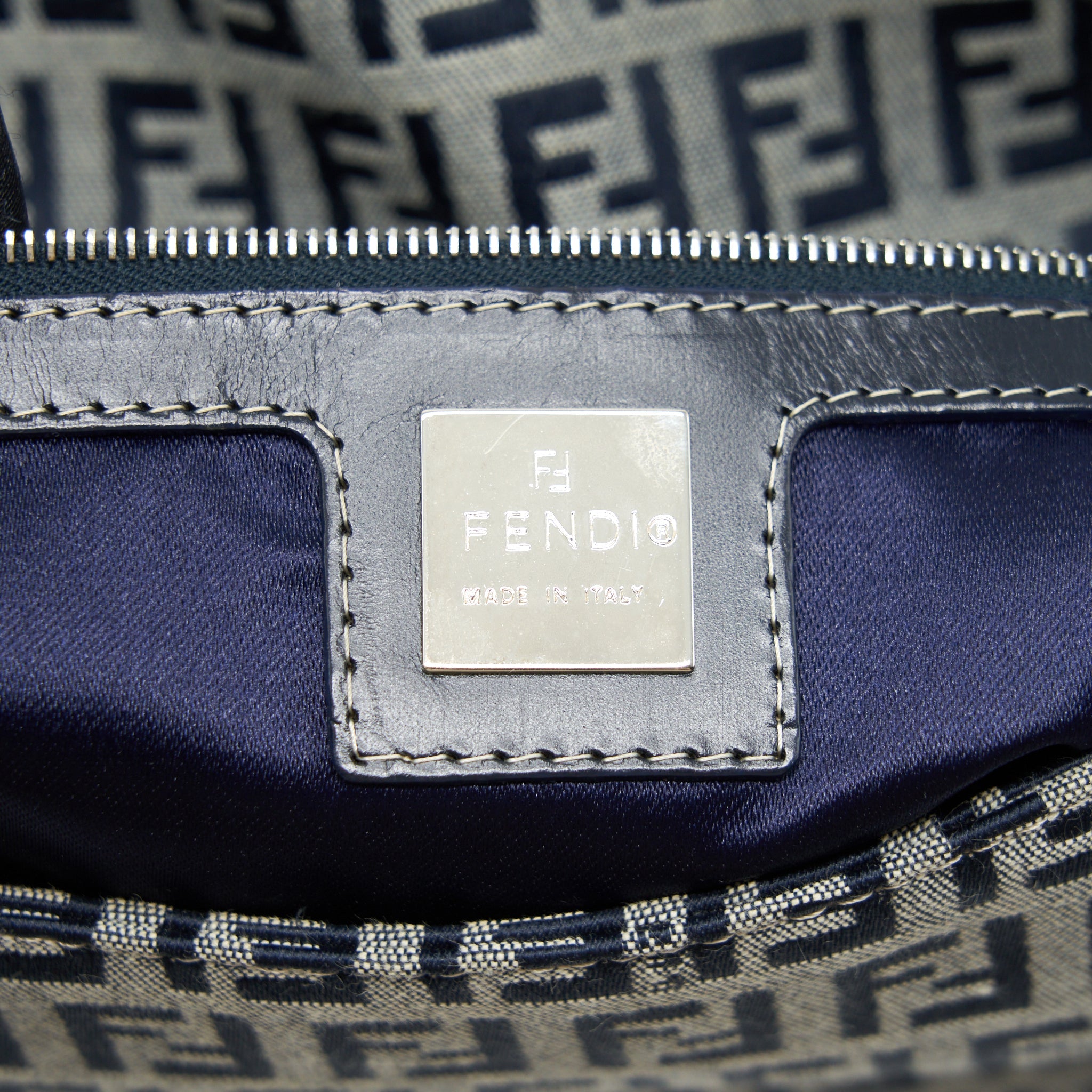 FENDI VINTAGE BAGUETTE SHOULD BAG FABRIC BLACK/GREY SHW