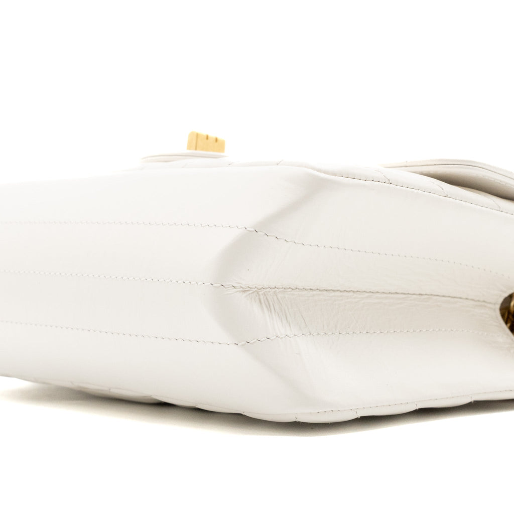 CHANEL MINI CHEVRON 2.55 REISSUE FLAP BAG CALFSKIN WHITE GHW (MICROCHIP)