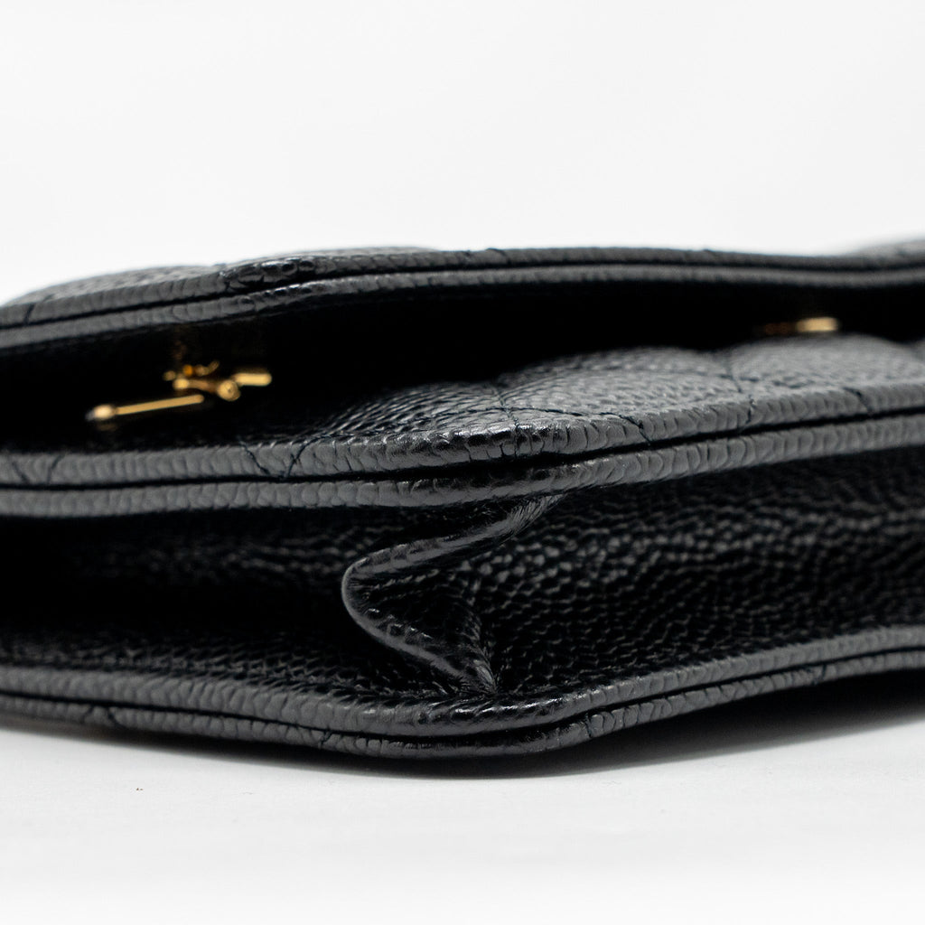 CHANEL CLASSIC WALLET ON CHAIN CAVIAR BLACK GHW (MICROCHIP)