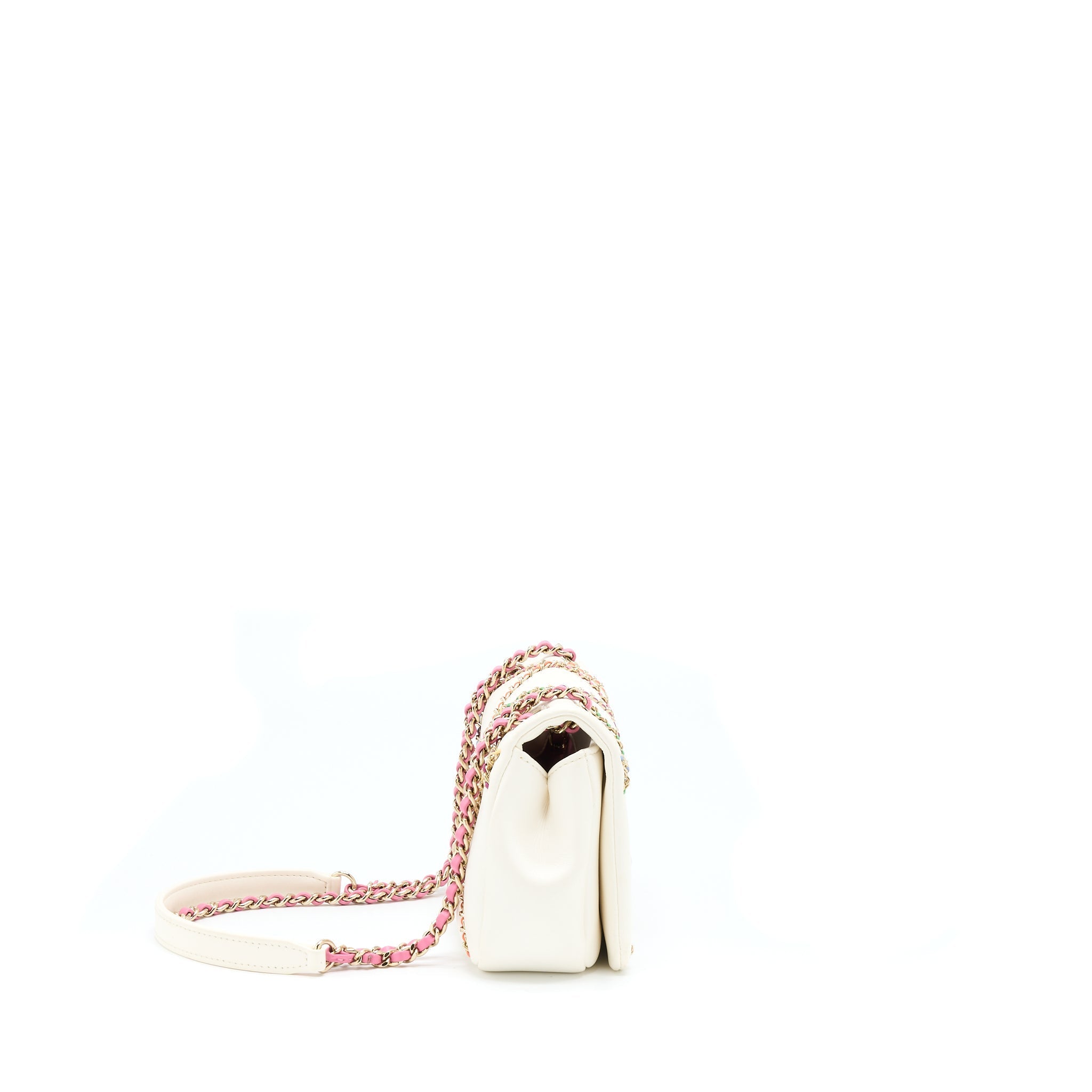 CHANEL SMALL FLAP BAG LAMBSKIN WHITE/MULTICOLOR LGHW