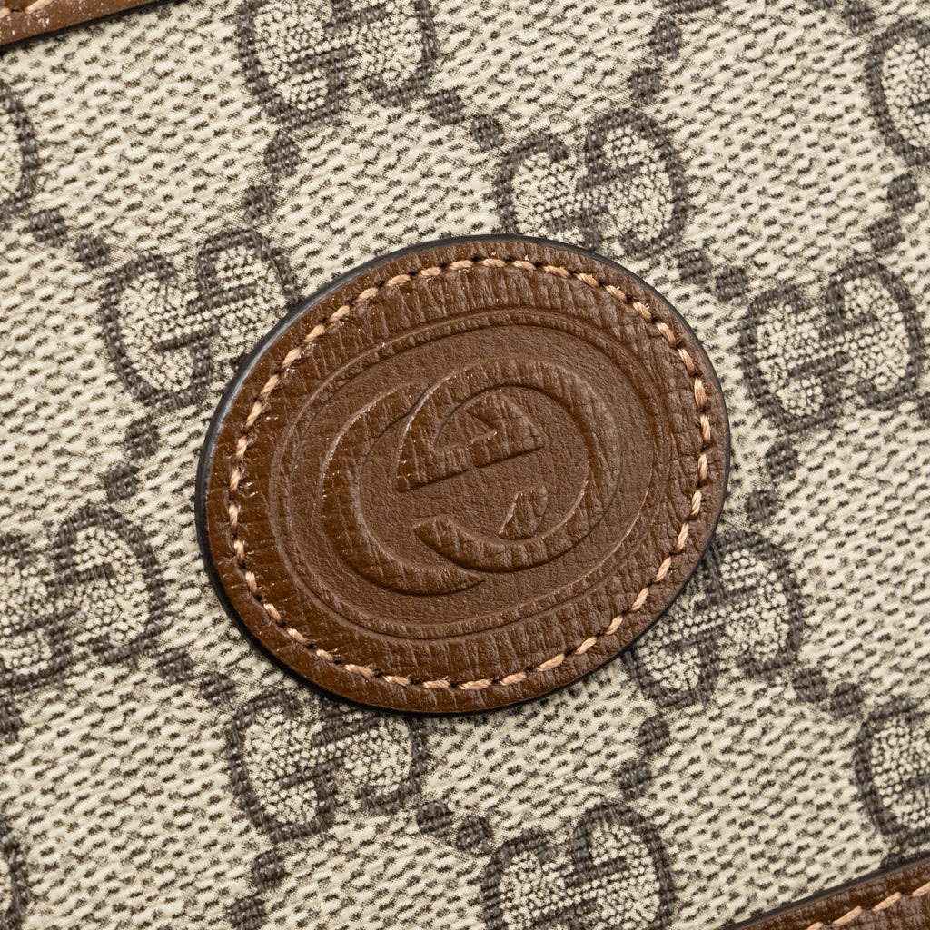 GUCCI MINI CROSSBODY BOX BAG INTERLOCKING GG SUPREME CANVAS / LEATHER GHW