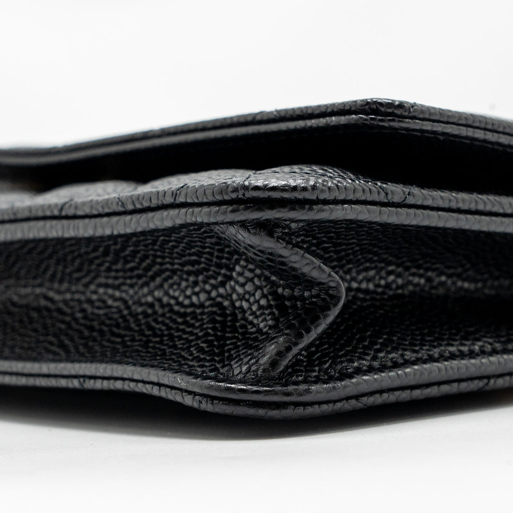 CHANEL CLASSIC WALLET ON CHAIN CAVIAR BLACK GHW (MICROCHIP)