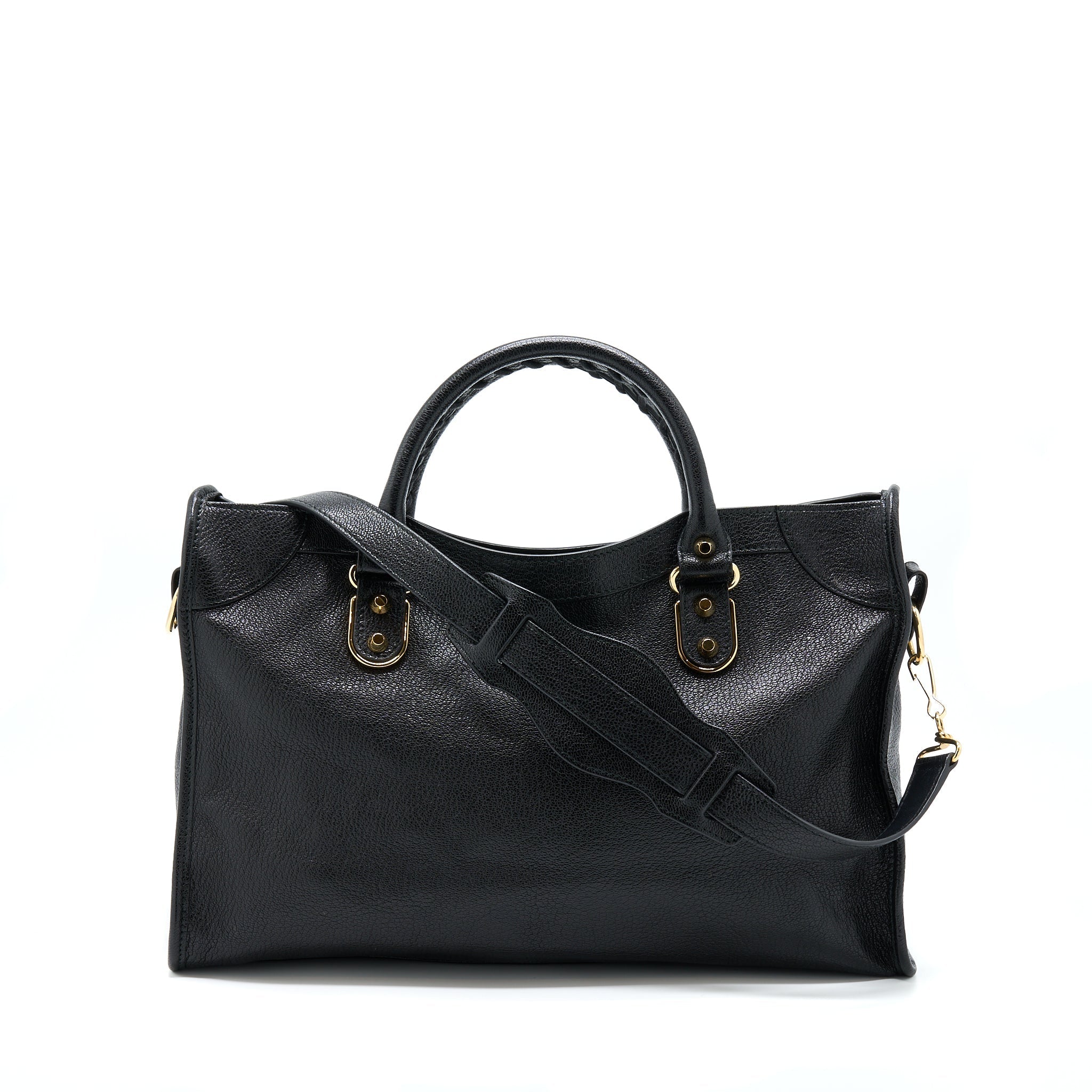BALENCIAGA EDGED CITY BAG GOATSKIN BLACK GHW