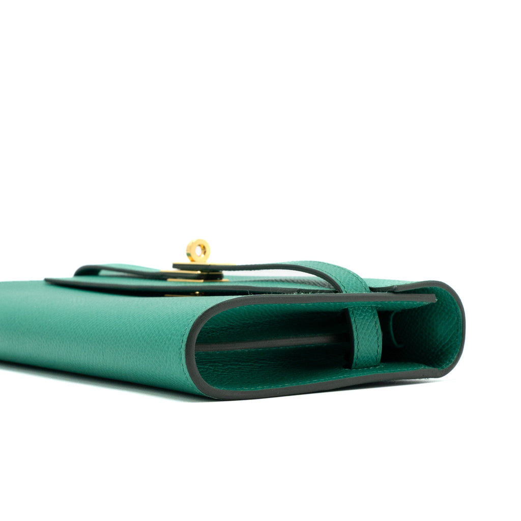 HERMES CLASSIC KELLY TO GO EPSOM 06 VERT JADE GHW
