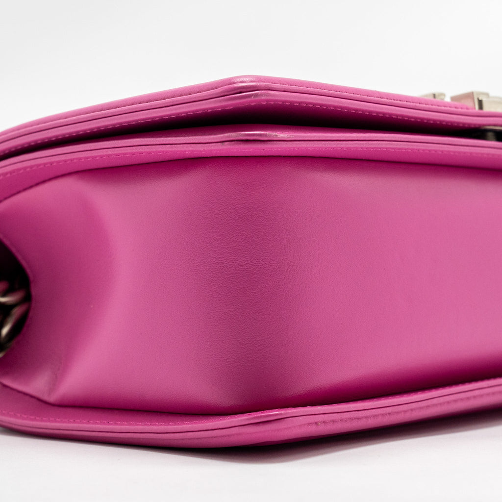 CHANEL MEDIUM BOY FLAP BAG PYTHON PINK BRUSHED SHW
