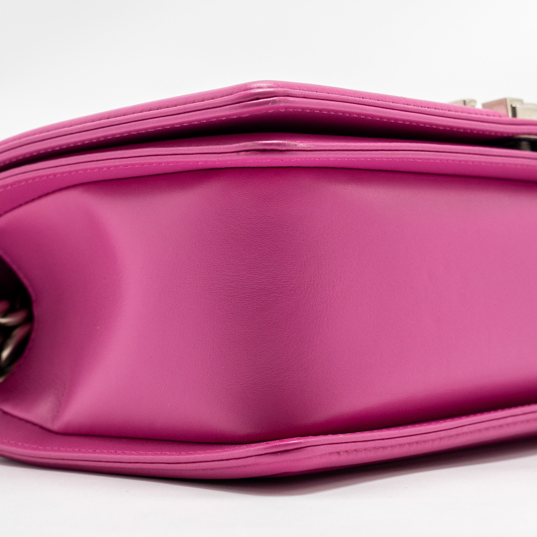 CHANEL MEDIUM BOY FLAP BAG PYTHON PINK BRUSHED SHW