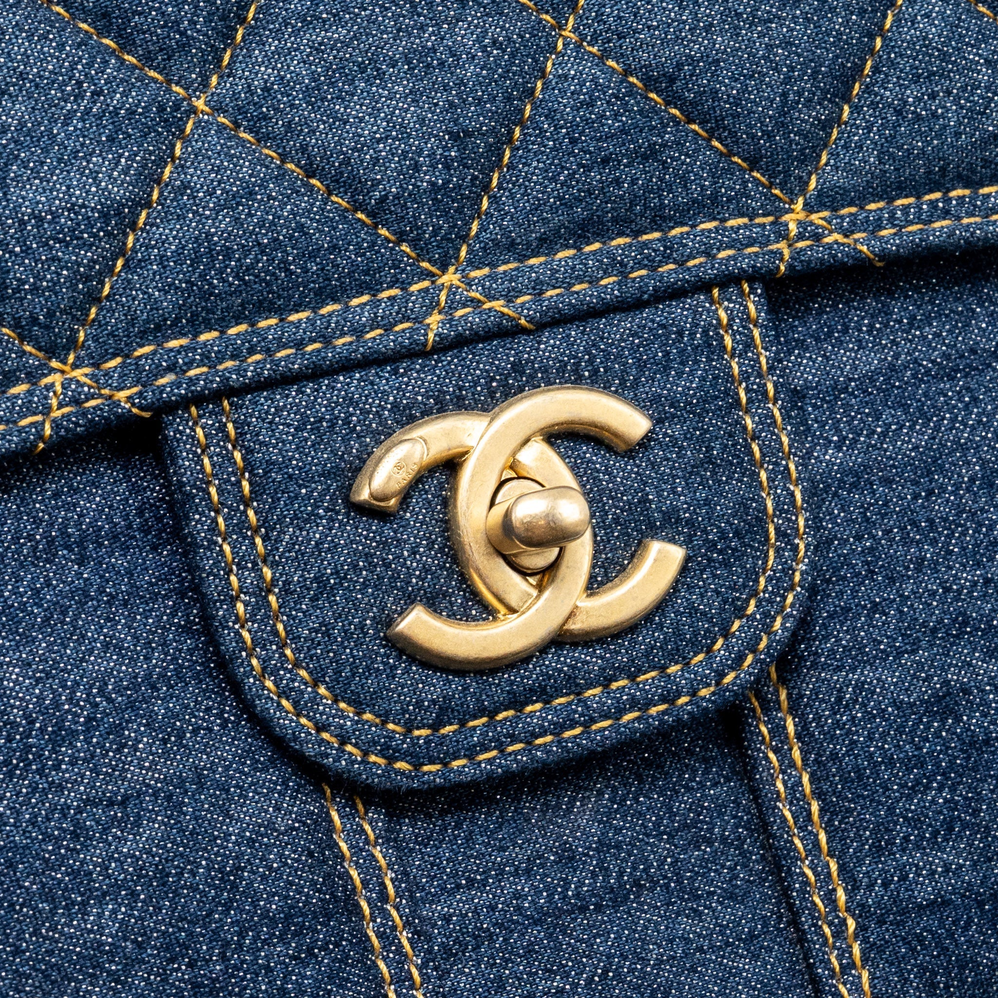 CHANEL 23S FLAP BACKPACK DENIM BLUE GHW (MICROCHIP)