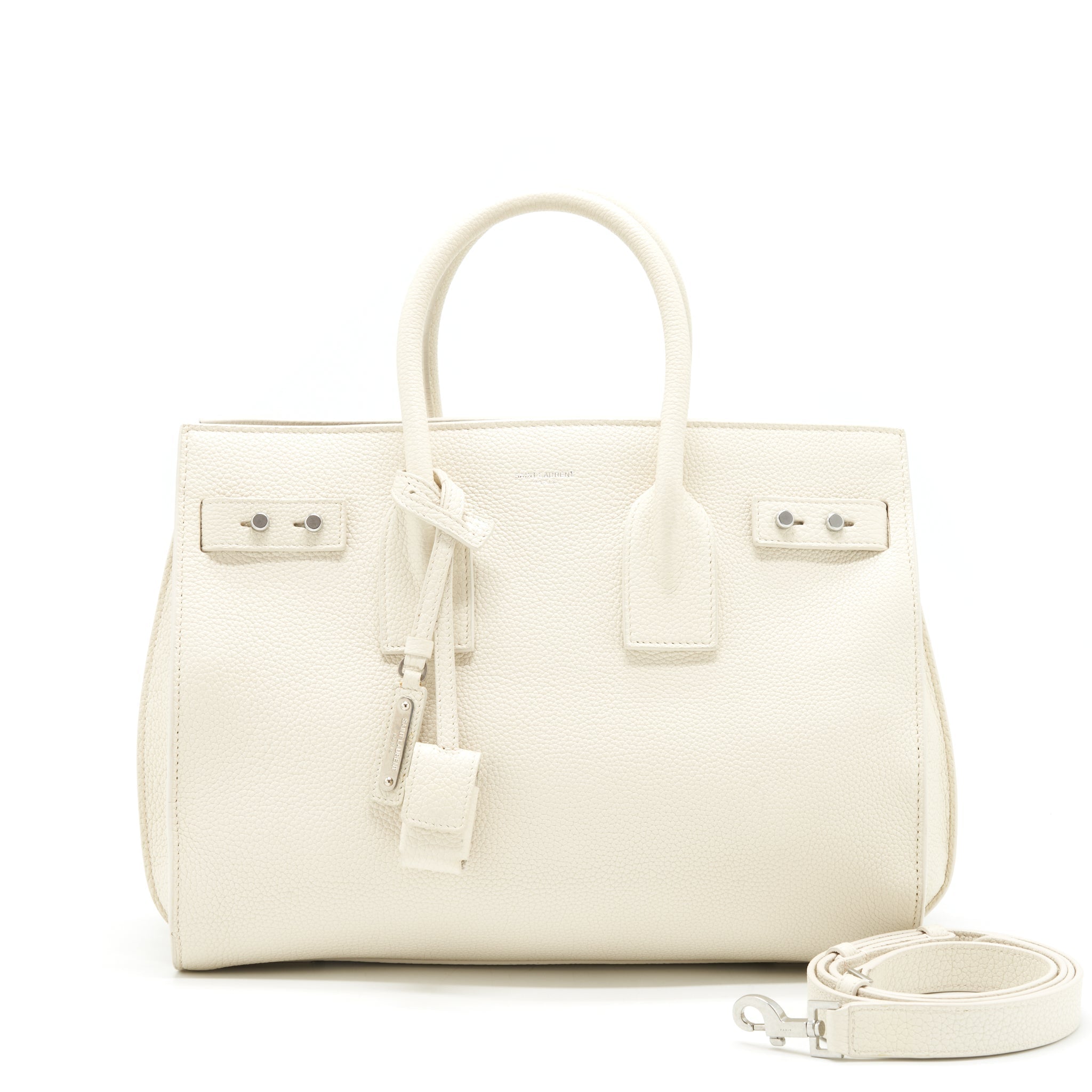 SAINT LAURENT (YSL) SAC DE JOUR TOTE BAG CALFSKIN WHITE SHW