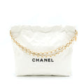 CHANEL SMALL 22 BAG SHINY CALFSKIN WHITE GHW (MICROCHIP)