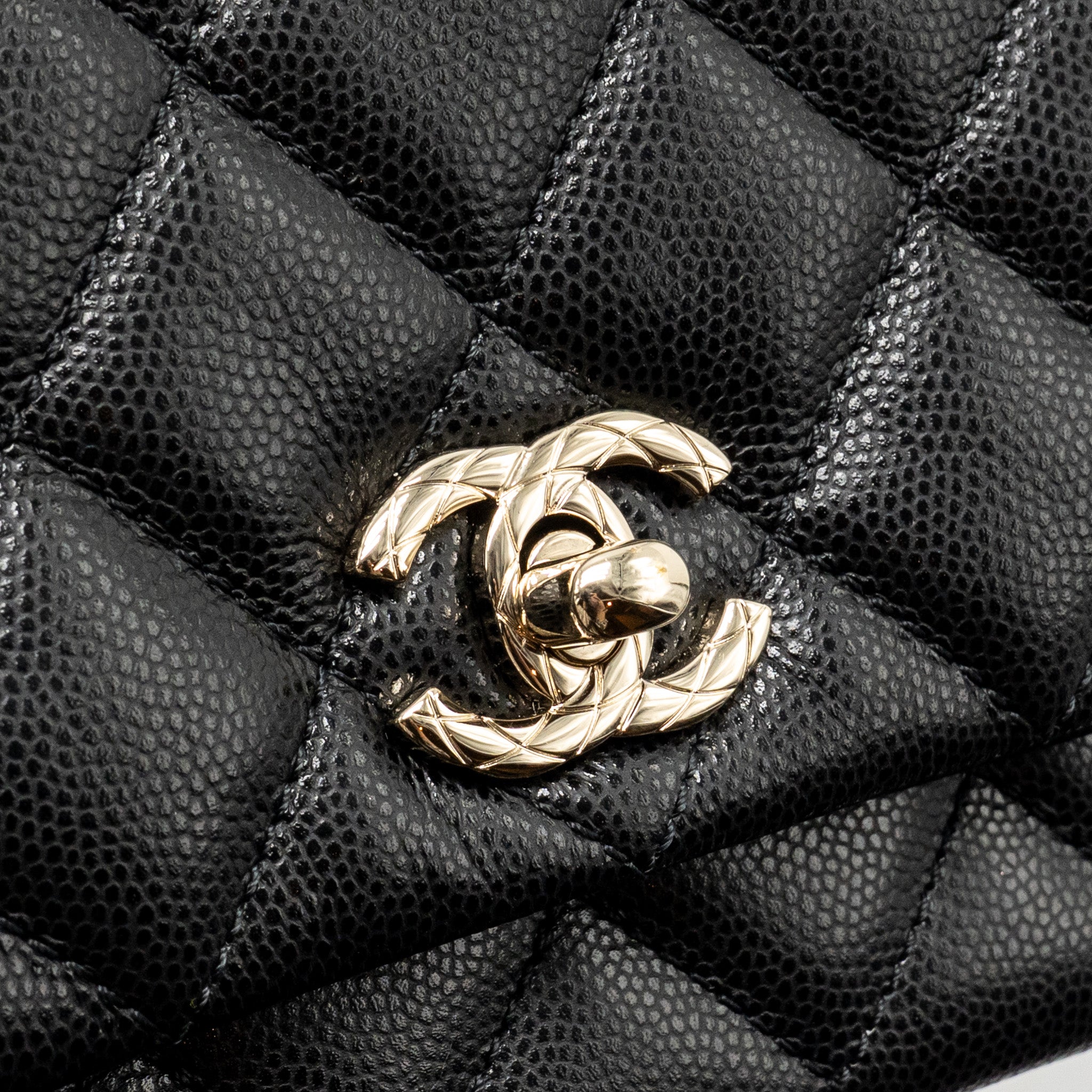 CHANEL 25S MINI COCO CRUSH HANDLE BAG CAVIAR BLACK LGHW (MICROCHIP)
