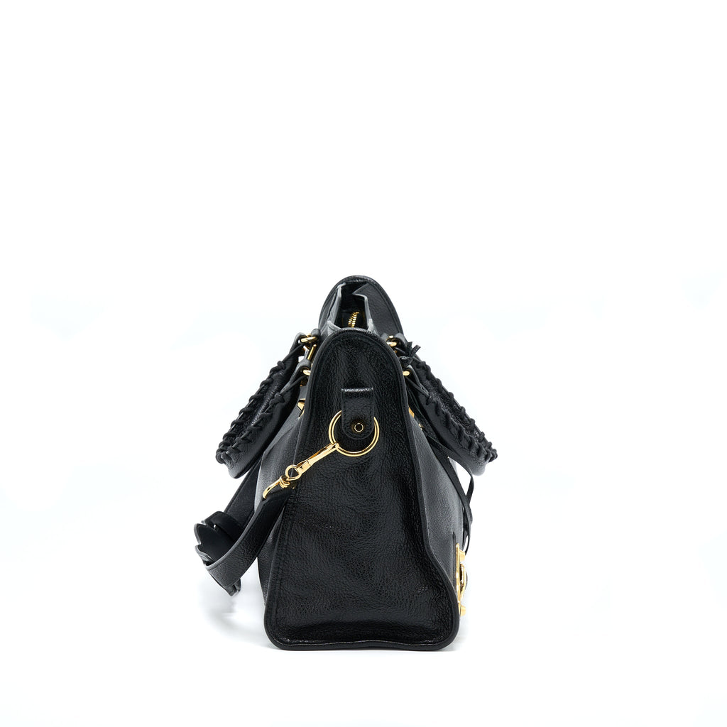 BALENCIAGA EDGED CITY BAG GOATSKIN BLACK GHW