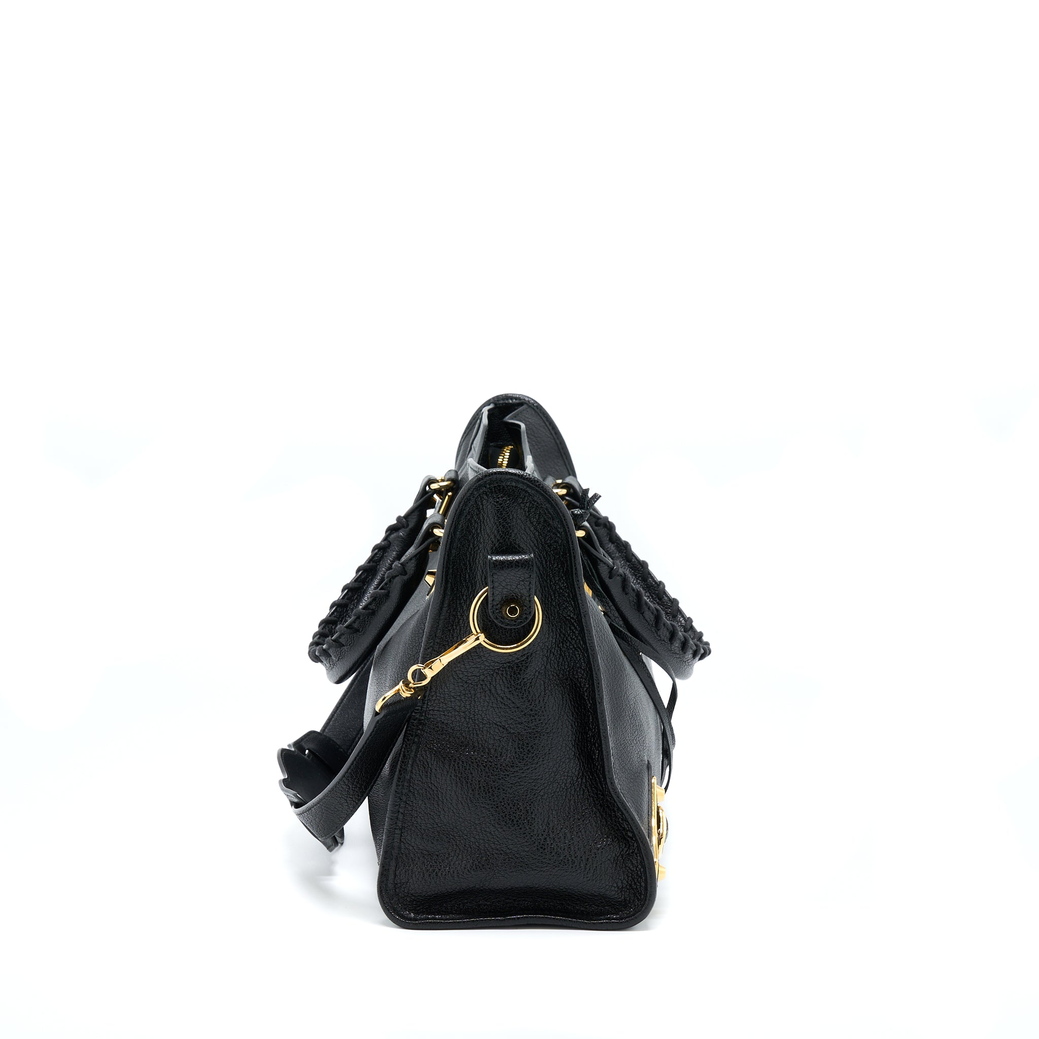 BALENCIAGA EDGED CITY BAG GOATSKIN BLACK GHW