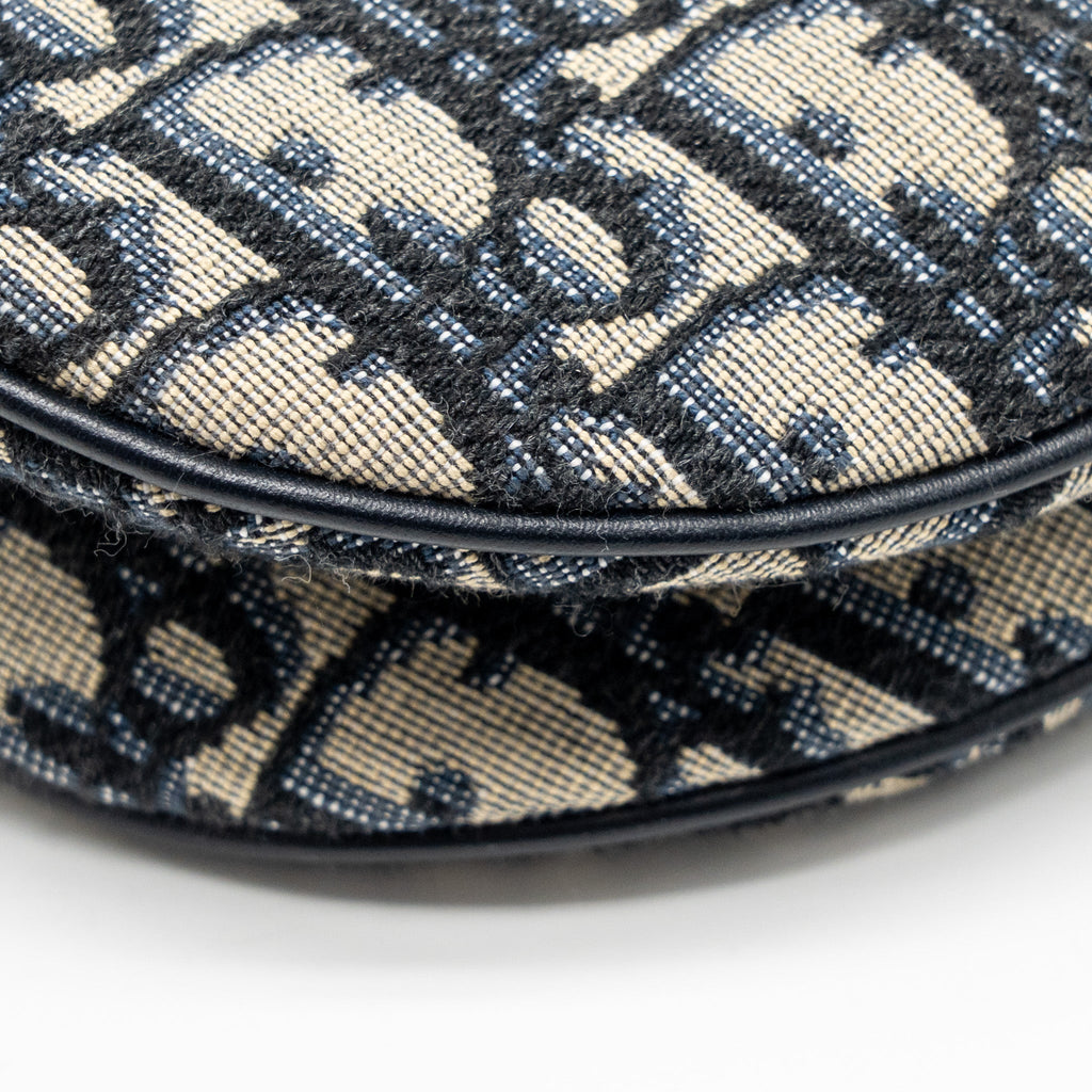 DIOR MEDIUM SADDLE BAG BLUE OBLIQUE CANVAS/CALFSKIN GHW