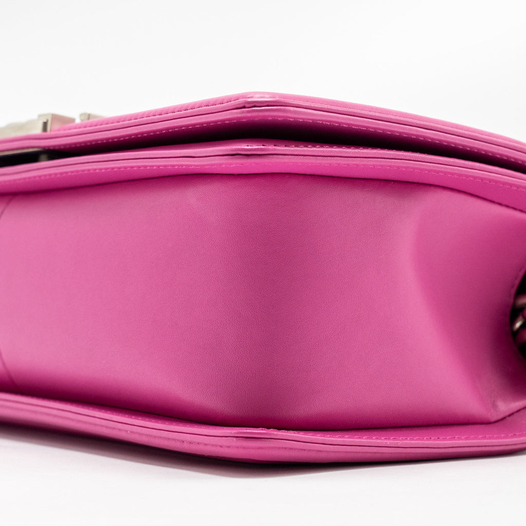 CHANEL MEDIUM BOY FLAP BAG PYTHON PINK BRUSHED SHW