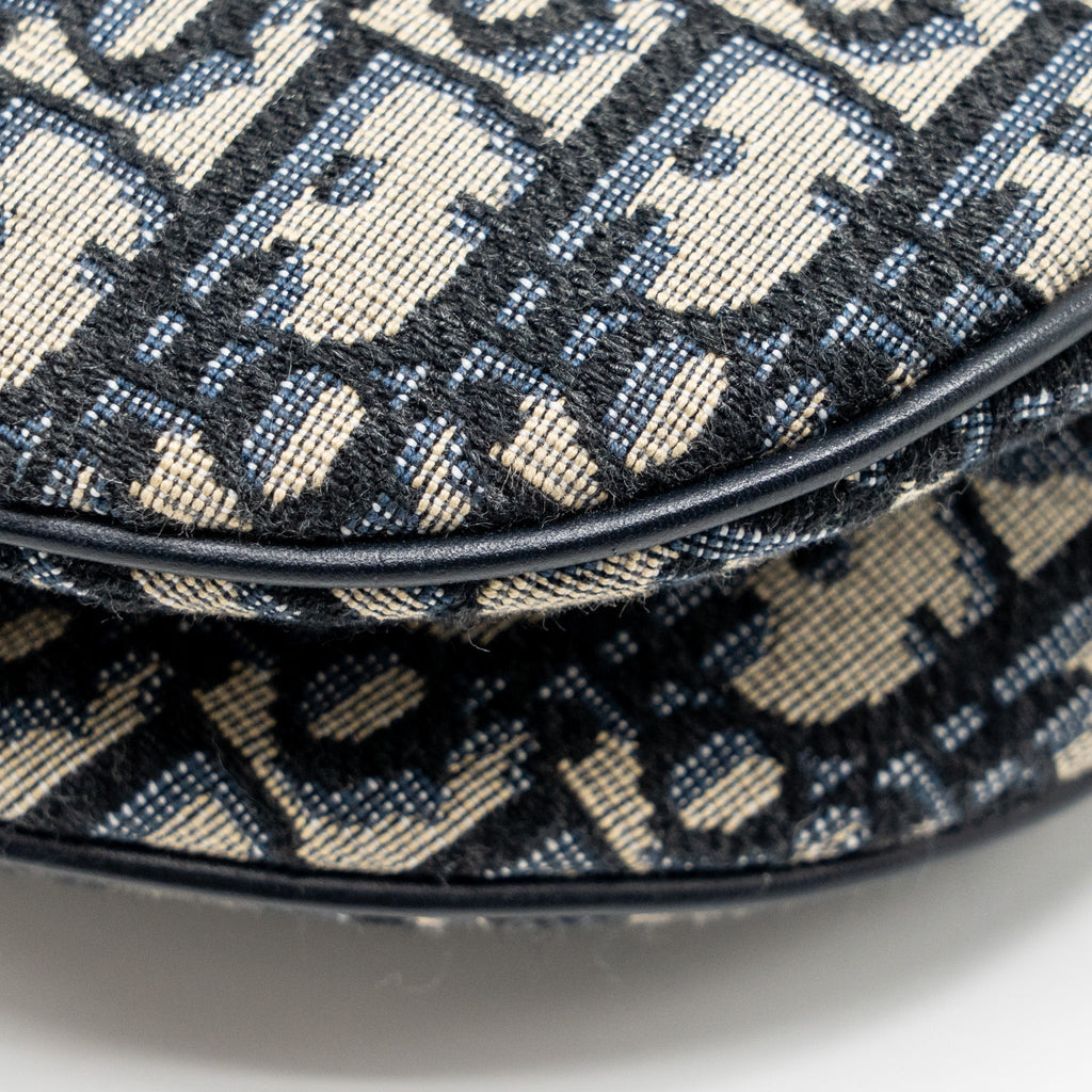DIOR MEDIUM SADDLE BAG BLUE OBLIQUE CANVAS/CALFSKIN GHW