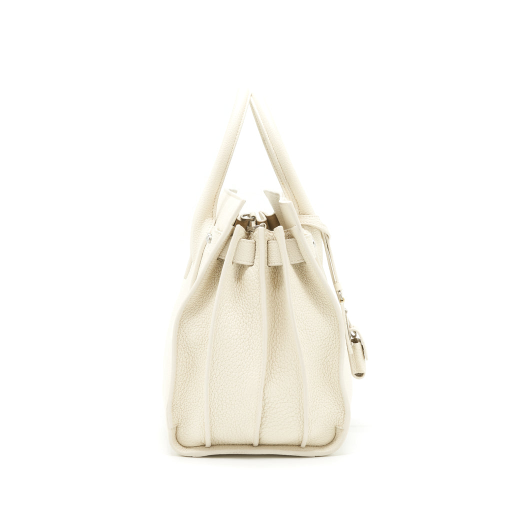 SAINT LAURENT (YSL) SAC DE JOUR TOTE BAG CALFSKIN WHITE SHW