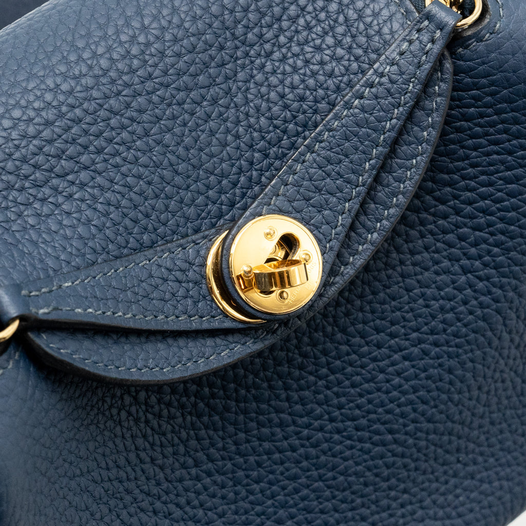 HERMES MINI LINDY CLEMENCE BLEU DE PRUSSE GHW